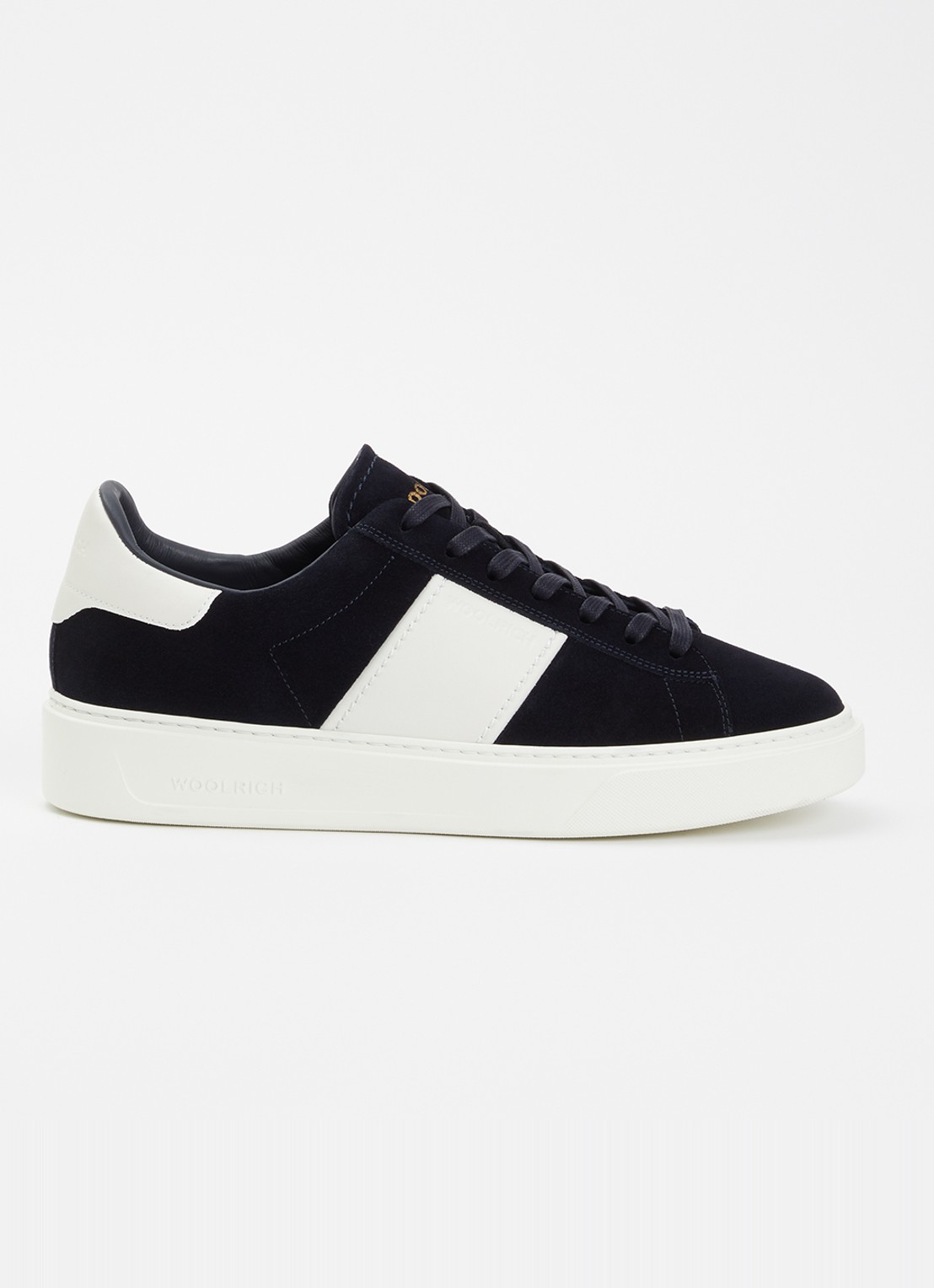 Woolrich Classic Court sneaker van suède met details van kalfsleer  - voorkant 4 donkerblauw