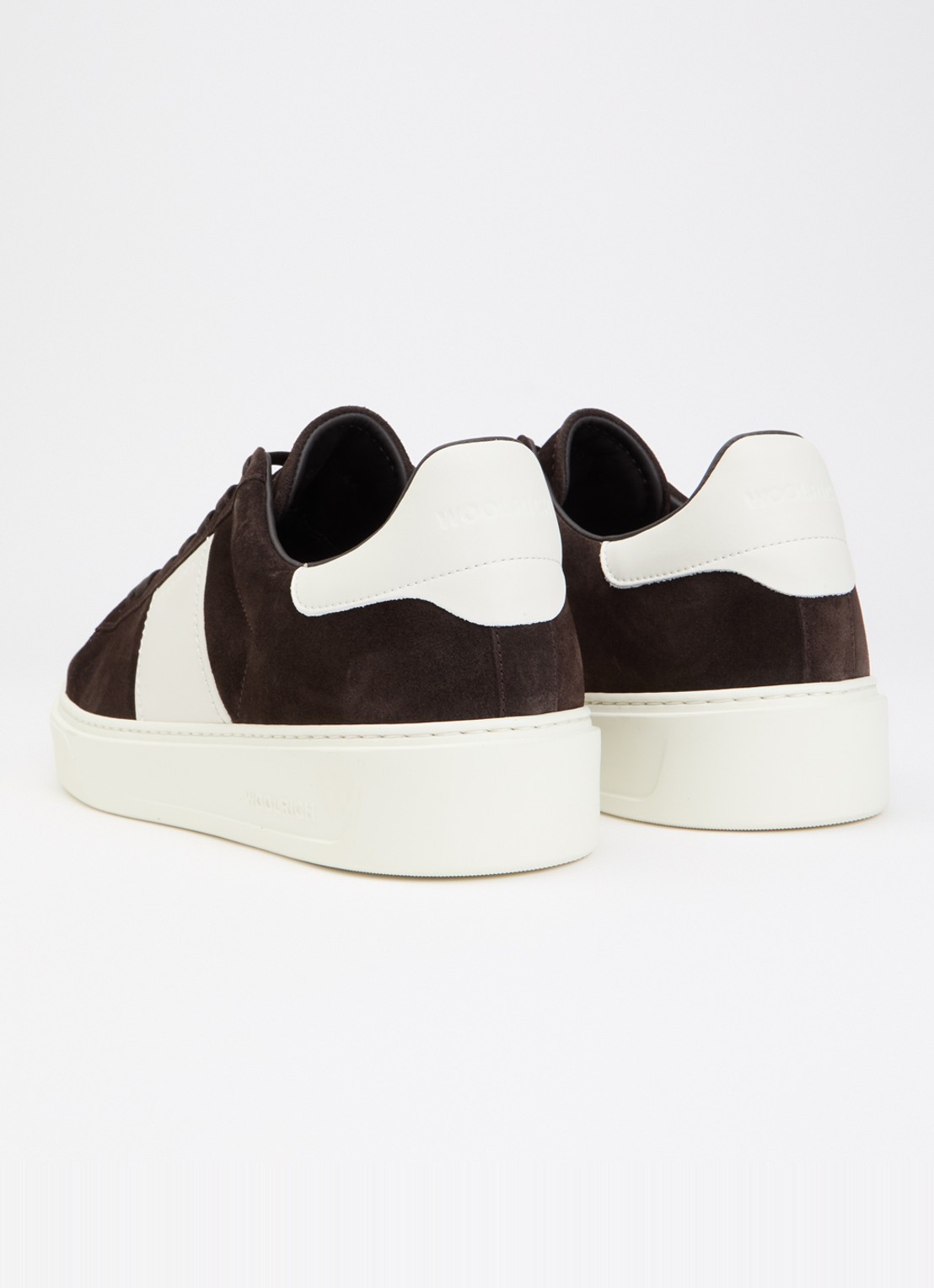 Woolrich Classic Court sneaker van suède met details van kalfsleer  - achterkant 4 donkerbruin