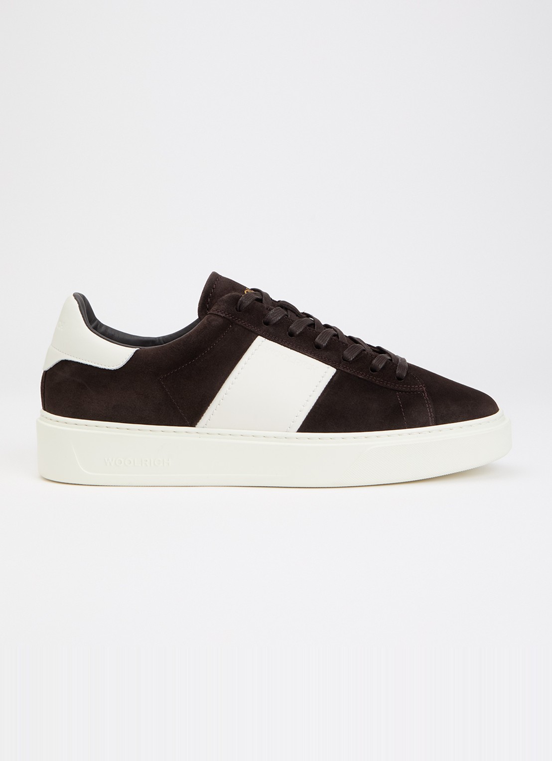 Woolrich Classic Court sneaker van suède met details van kalfsleer  - voorkant 5 donkerbruin