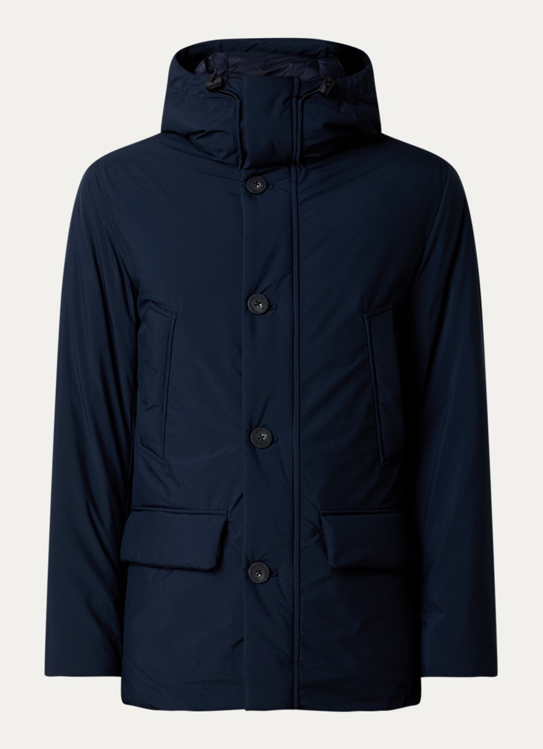 Woolrich Cloud Arctic gewatteerde parka met donsvulling en waterafstotende coating - voorkant donkerblauw