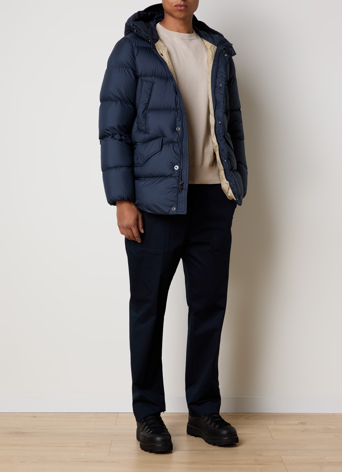 Woolrich Cloud Davis gewatteerde parka met donsvulling en waterafstotende coating - voorkant 5 donkerblauw