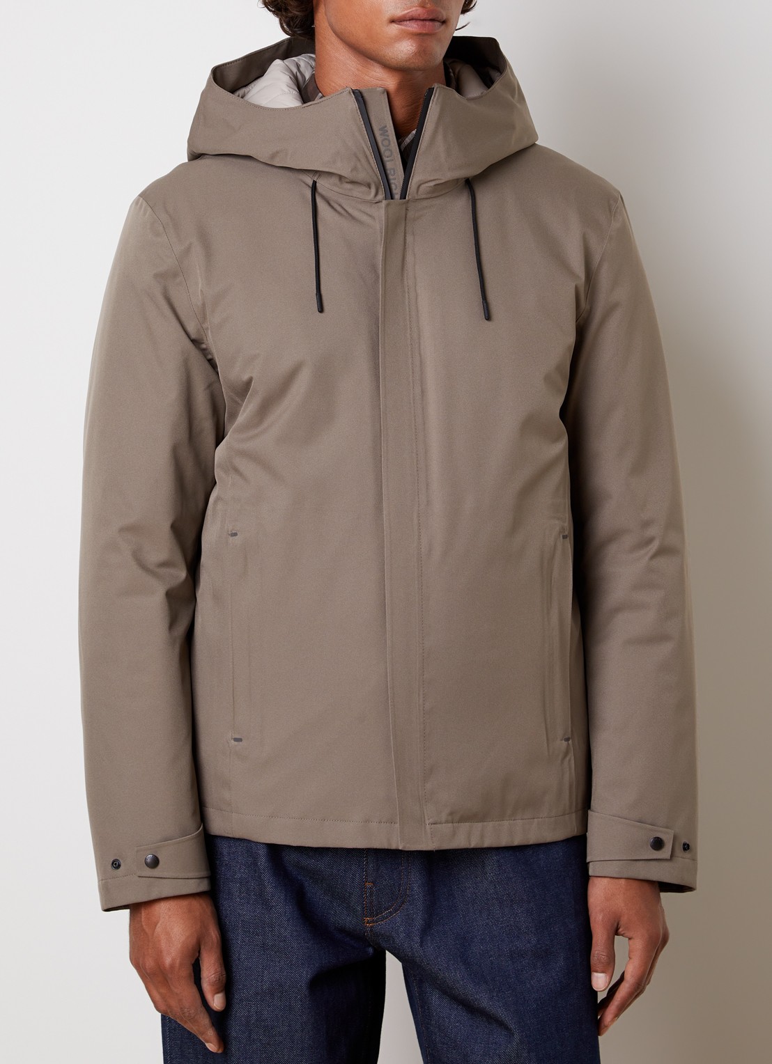 Woolrich Crestmont 3-in-1 gewatteerde parka met uitneembare voering - detail zand
