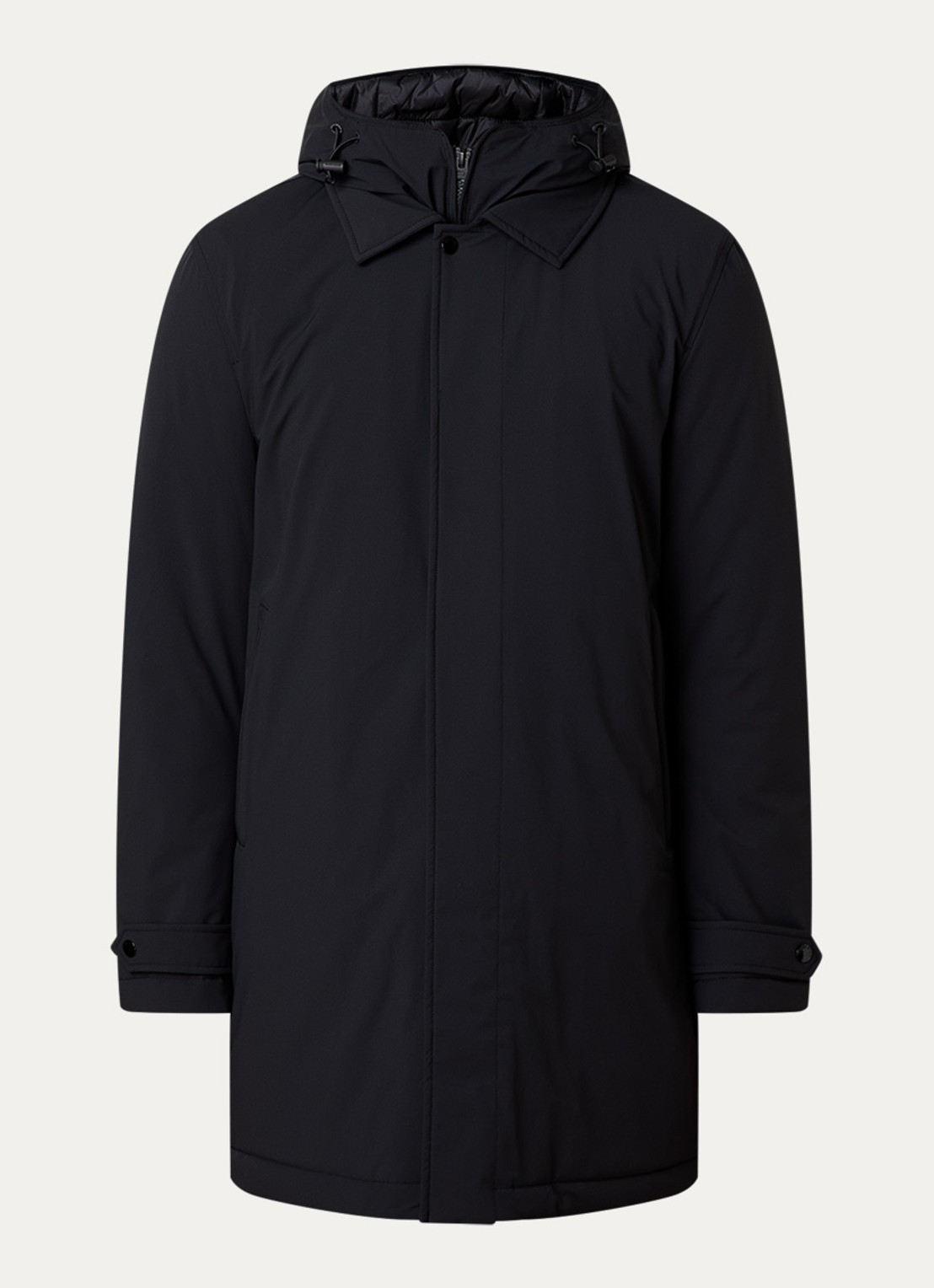 Woolrich Gewatteerde parka met afneembare capuchon - voorkant 2 zwart