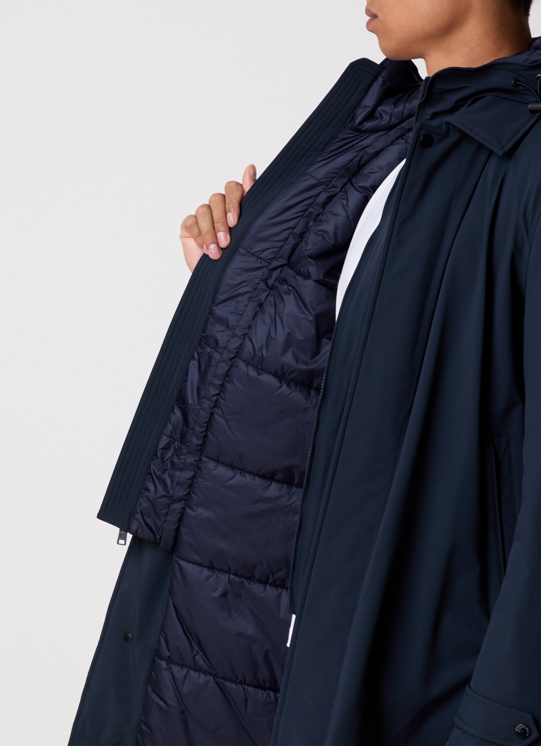 Woolrich Gewatteerde parka met afneembare capuchon - detail 4 donkerblauw