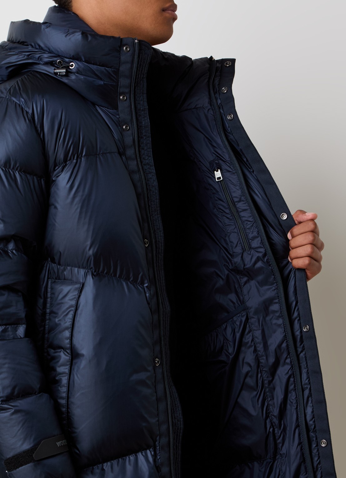 Woolrich Gewatteerde parka met donsvulling en capuchon - detail 5 donkerblauw