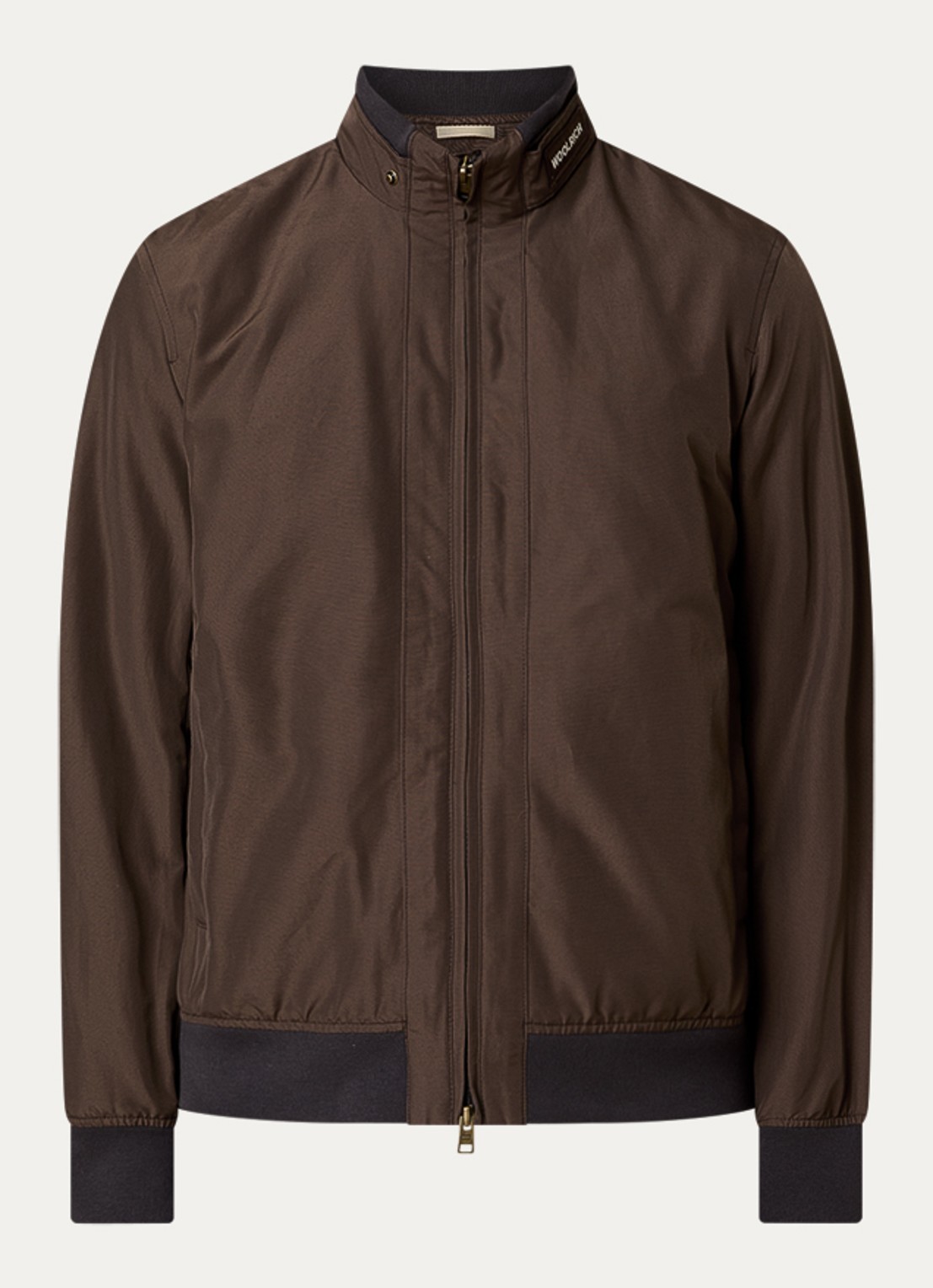 Woolrich Jack met logo en steekzakken - voorkant 2 lichtbruin