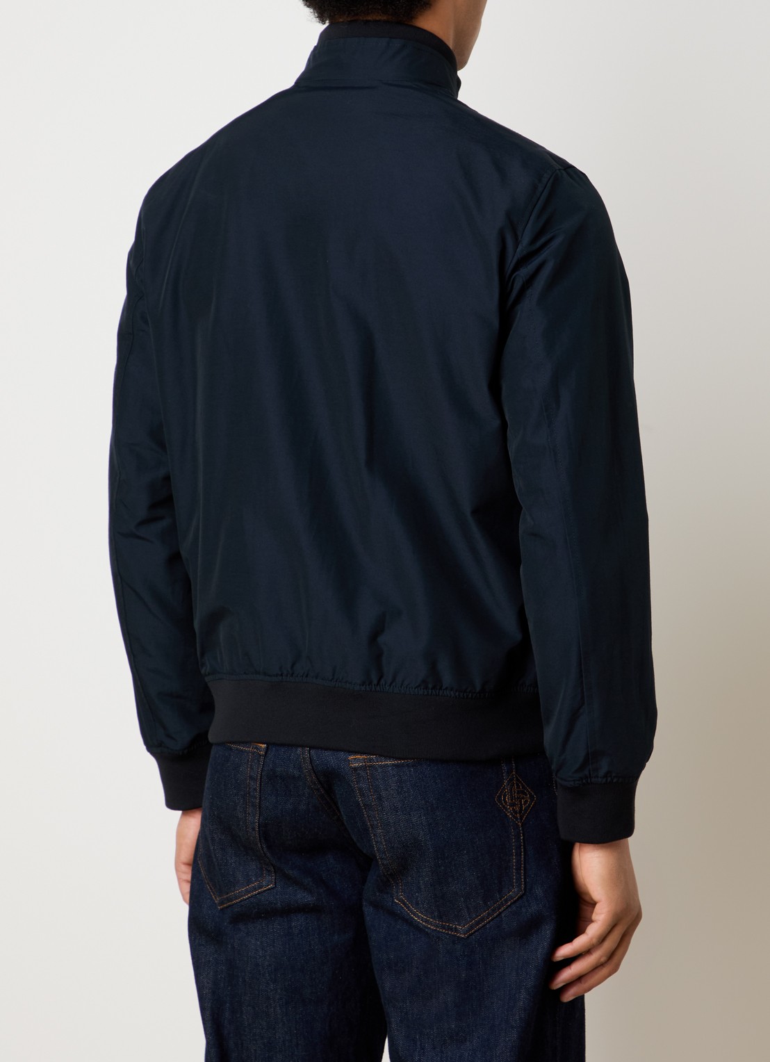 Woolrich Jack met logo en steekzakken - achterkant donkerblauw
