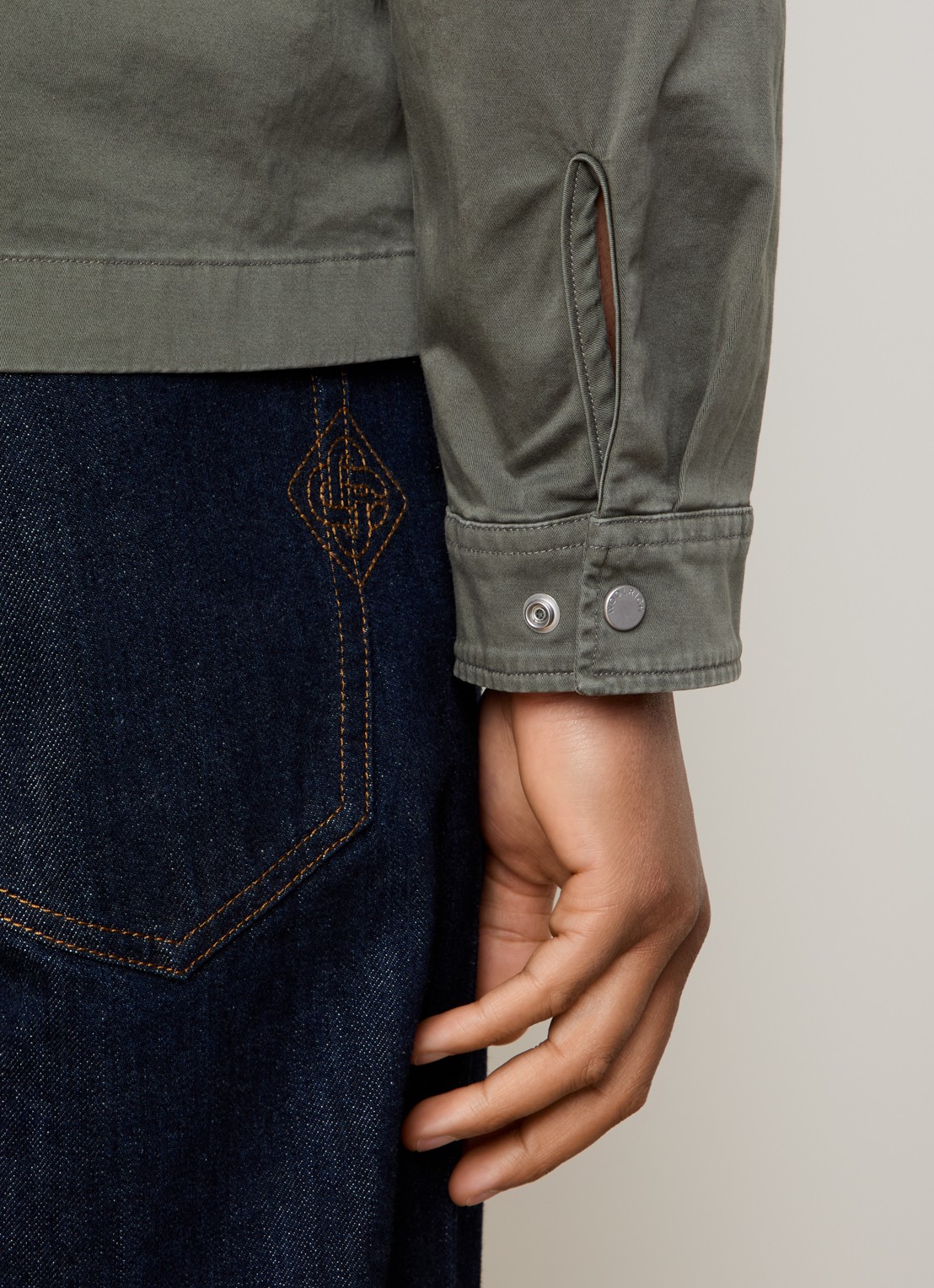 Woolrich Jack met steekzakken - detail 2 olijfgroen