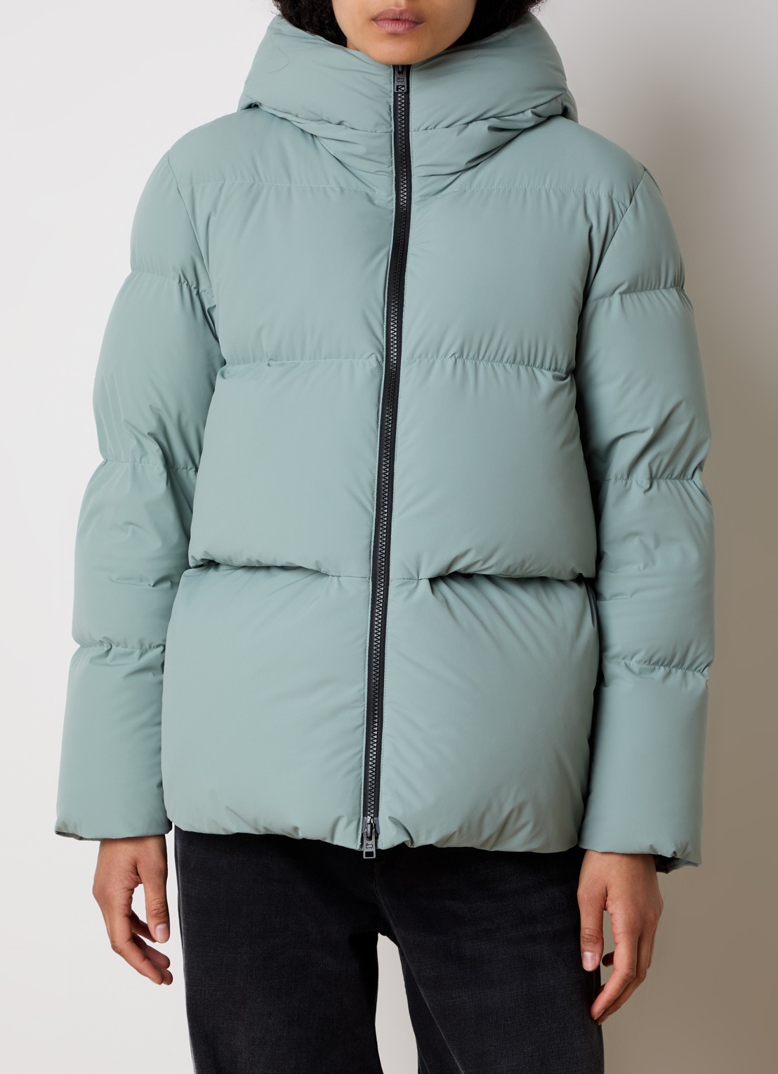 Woolrich Madison puffer jack met donsvulling en capuchon - detail 4 lindegroen