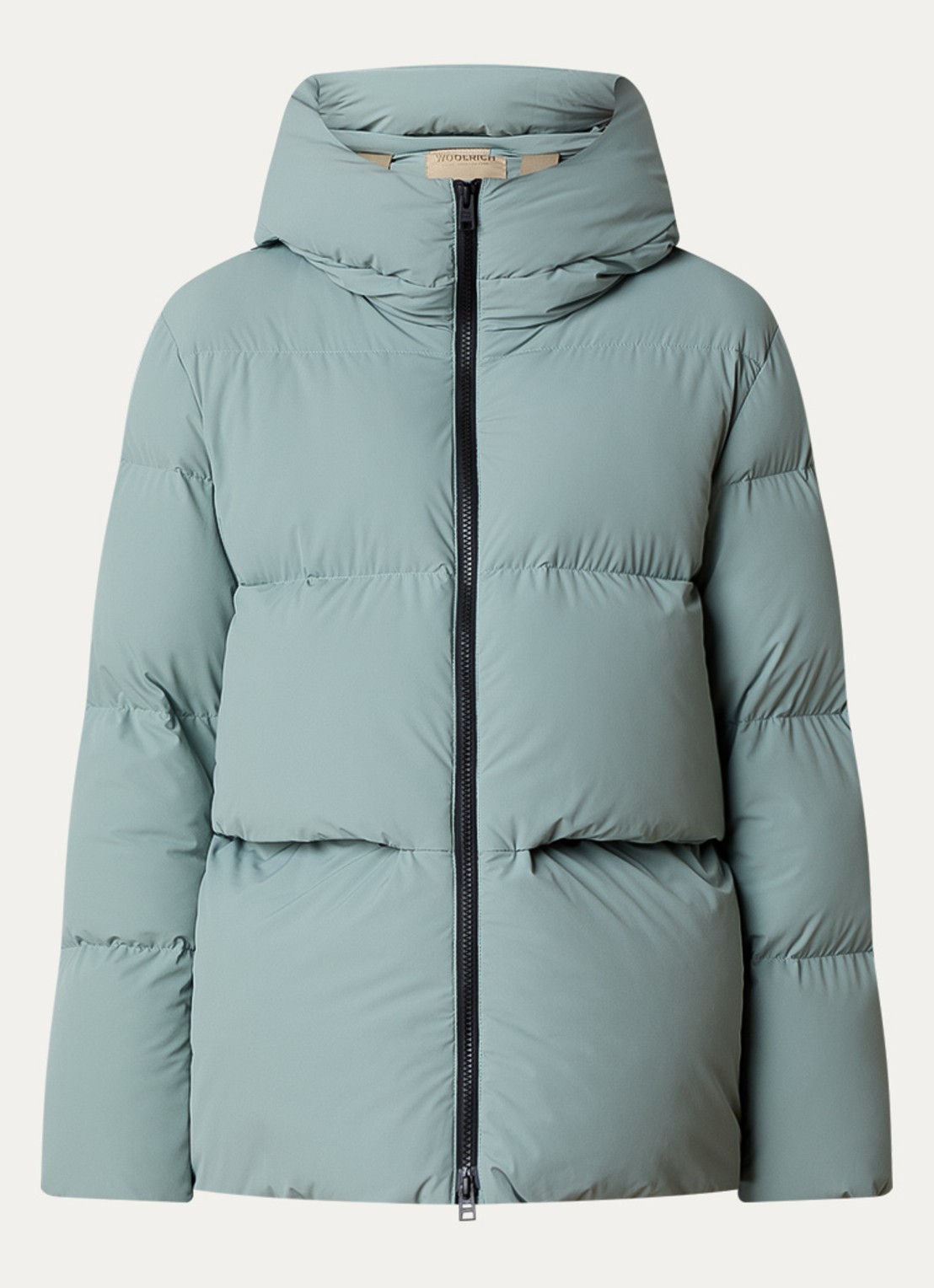 Woolrich Madison puffer jack met donsvulling en capuchon - voorkant 2 lindegroen