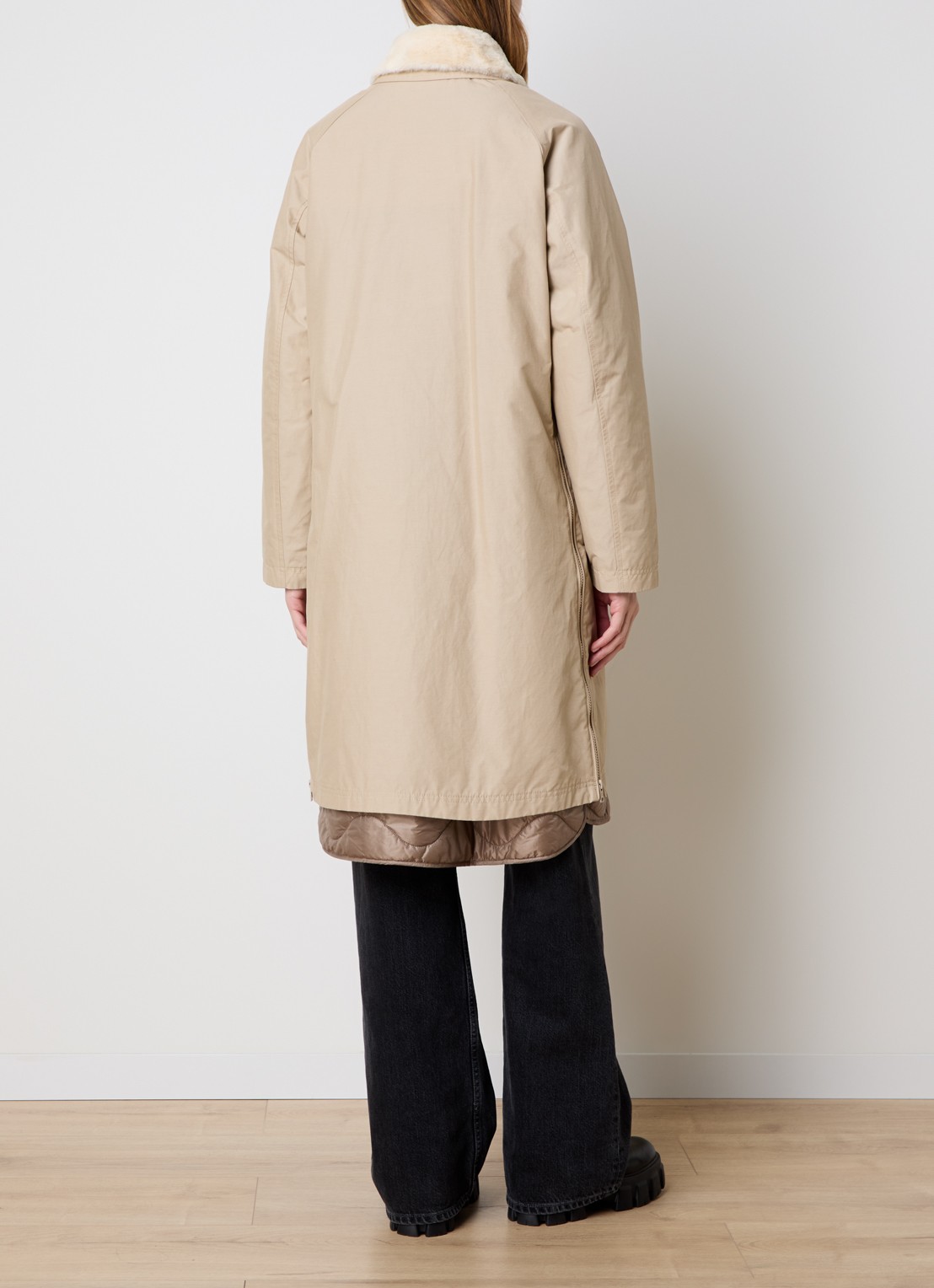 Woolrich Mantel met steekzakken en uitneembare voering - achterkant 7 beige
