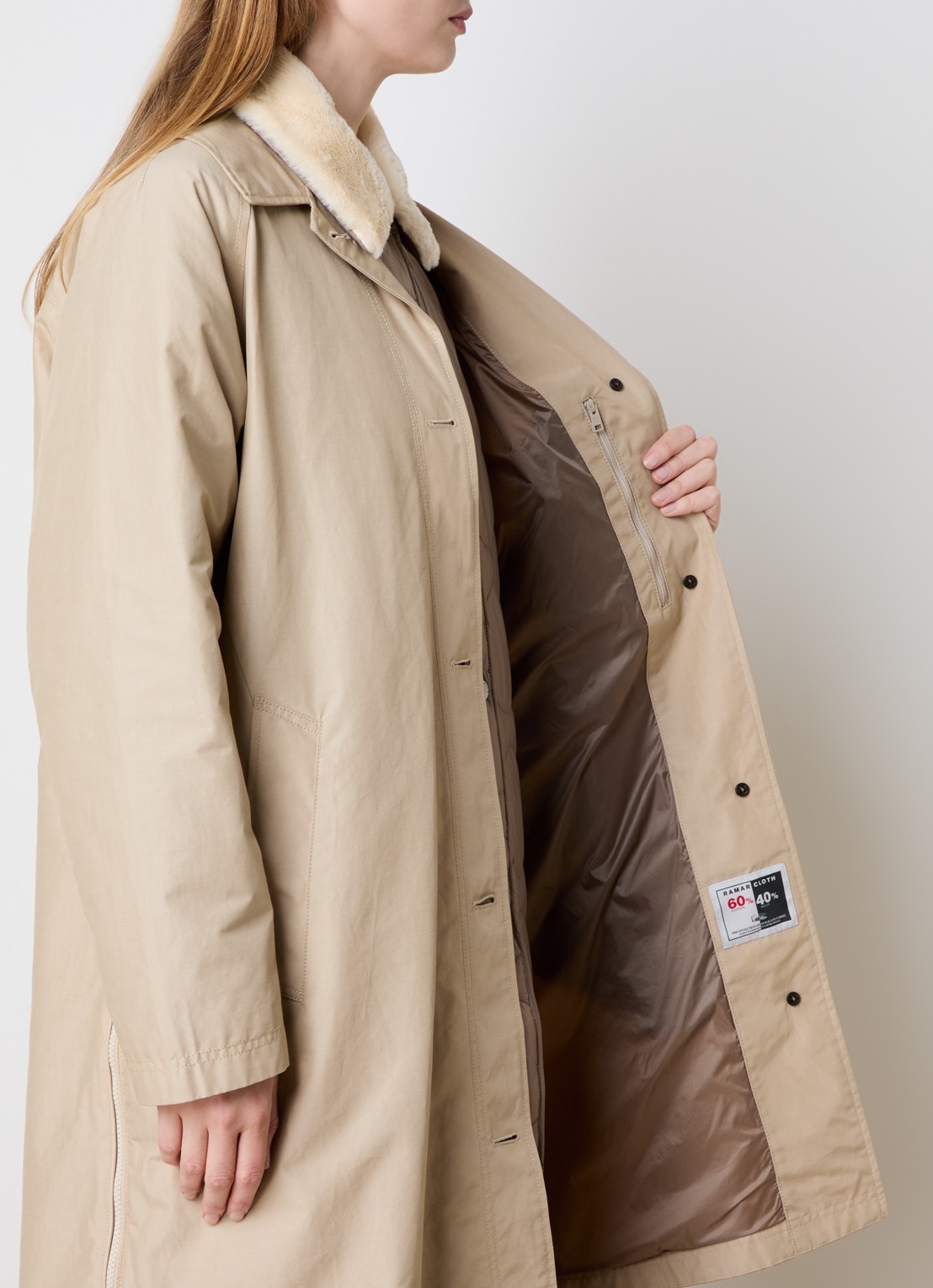 Woolrich Mantel met steekzakken en uitneembare voering - detail 2 beige