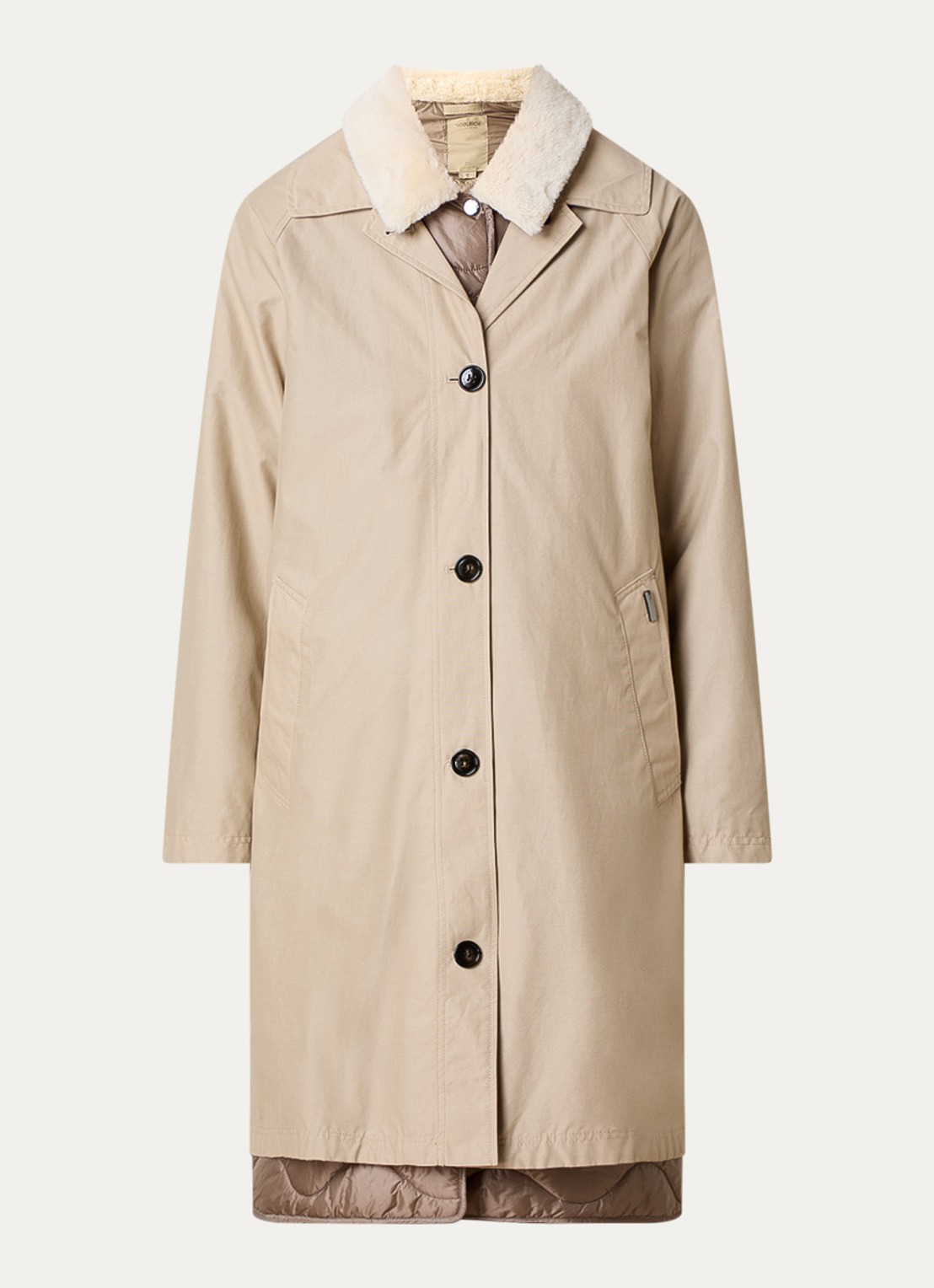 Woolrich Mantel met steekzakken en uitneembare voering - voorkant 4 beige
