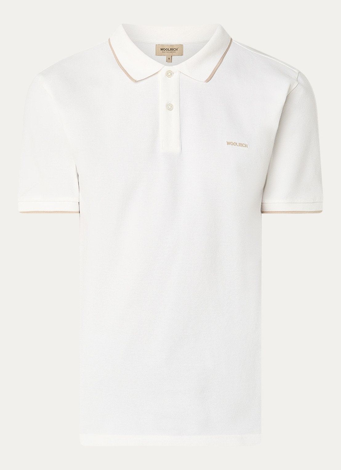 Woolrich Monterey regular fit polo met logoborduring - voorkant 2 gebroken wit