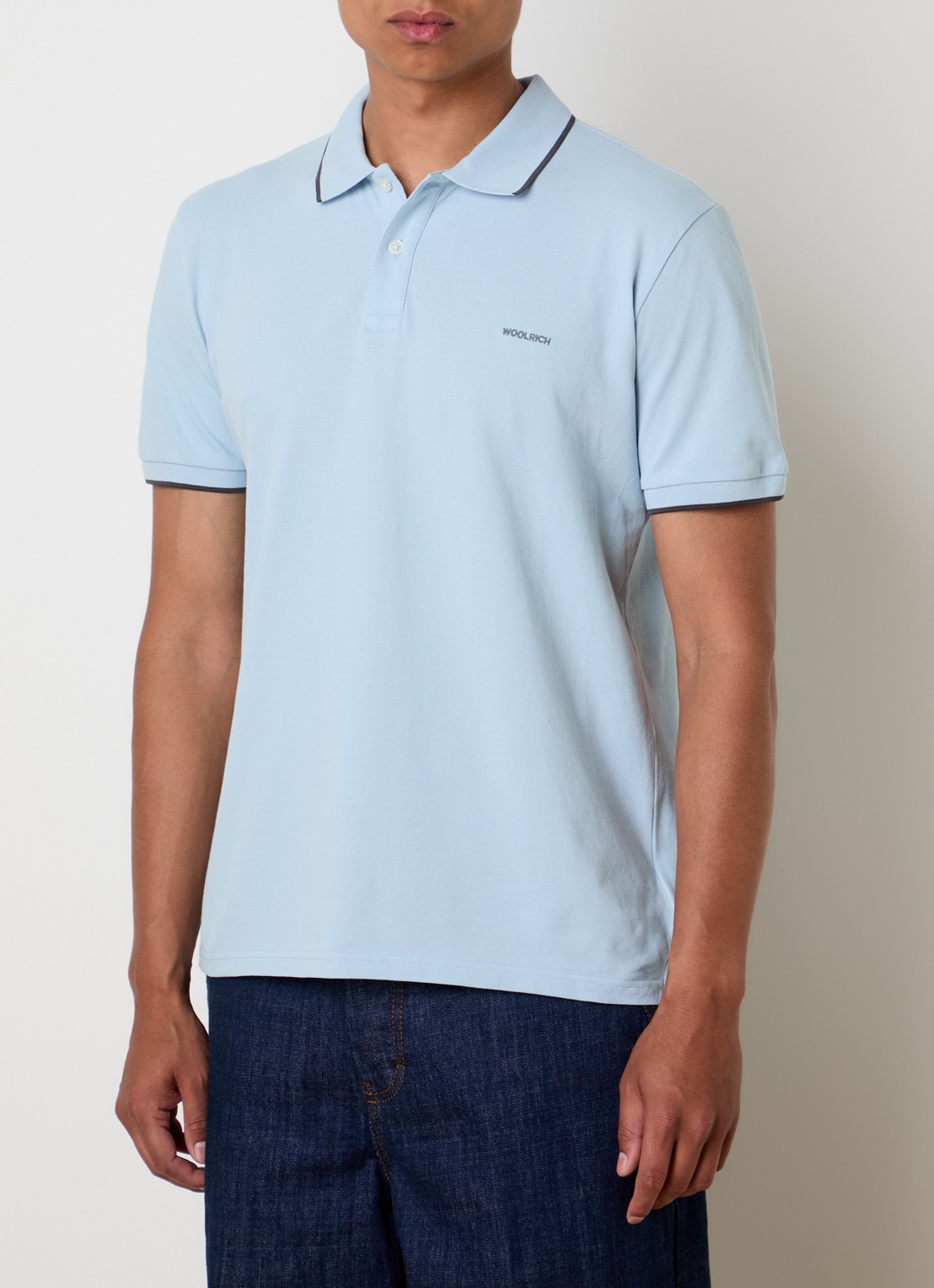 Woolrich Monterey regular fit polo met logoborduring - detail 3 lichtblauw