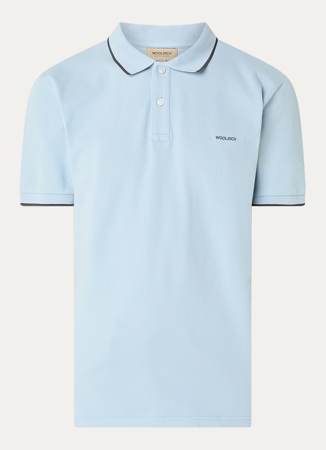 Woolrich Monterey regular fit polo met logoborduring - voorkant lichtblauw