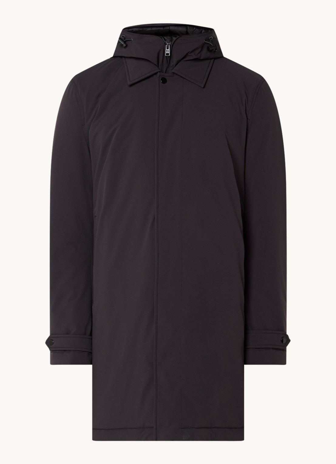 Woolrich Parka met capuchon en ritszakken - voorkant 2 zwart