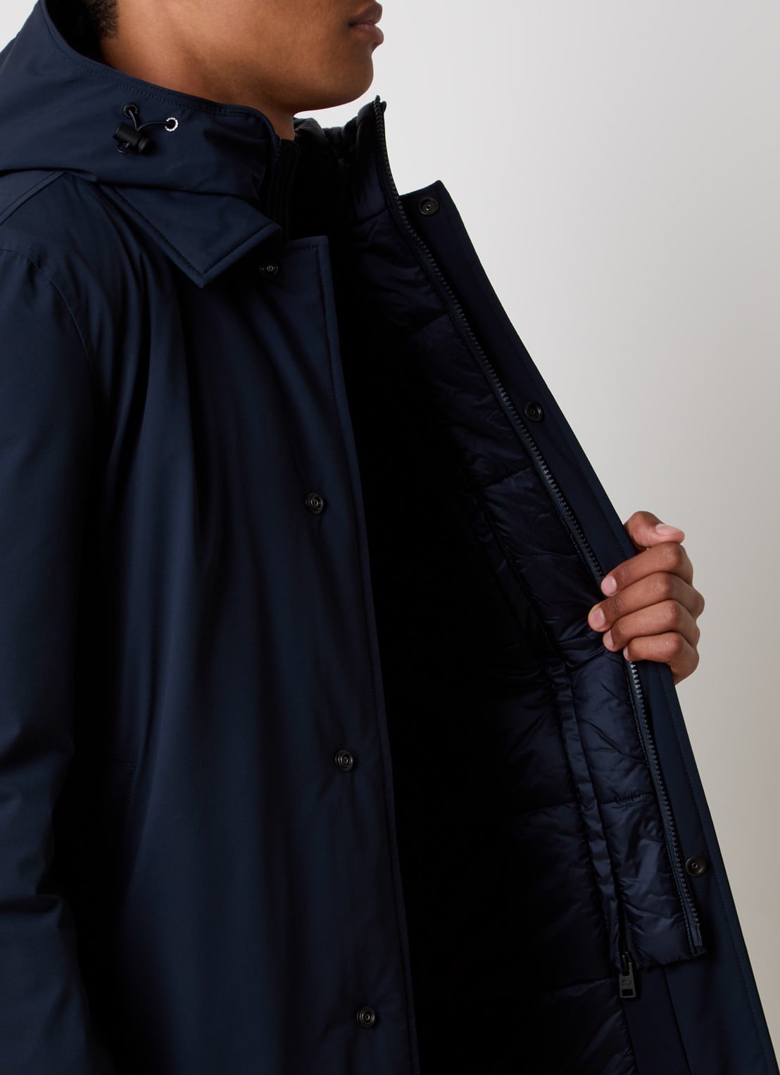 Woolrich Parka met capuchon en ritszakken - detail 6 donkerblauw