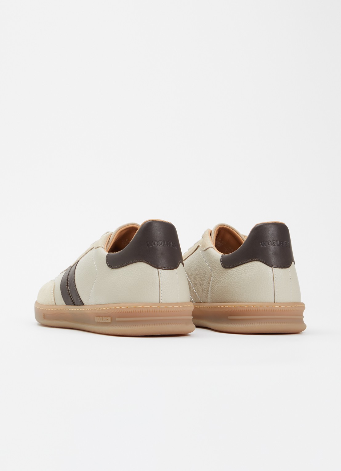 Woolrich Samba sneaker van leer met details van suède - achterkant beige