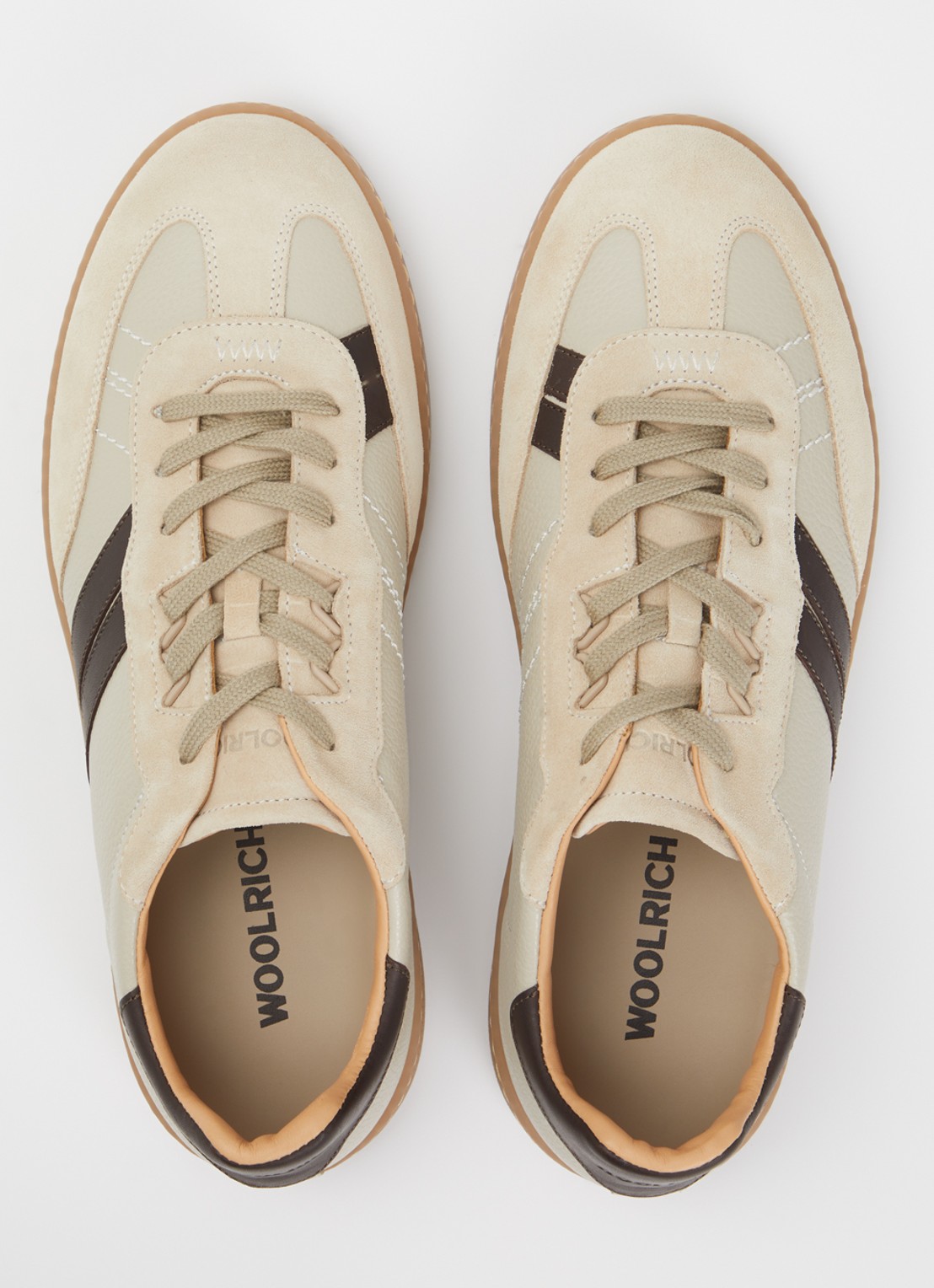 Woolrich Samba sneaker van leer met details van suède - detail 3 beige