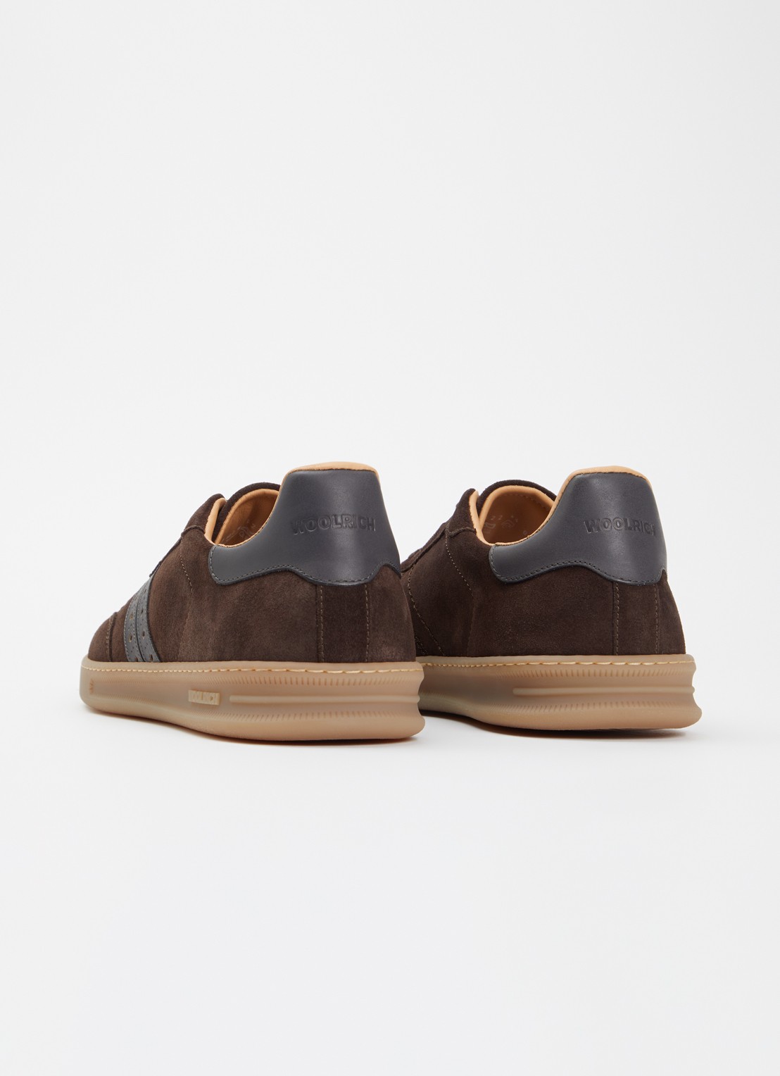 Woolrich Samba sneaker van suède met details van leer  - achterkant 4 donkerbeige