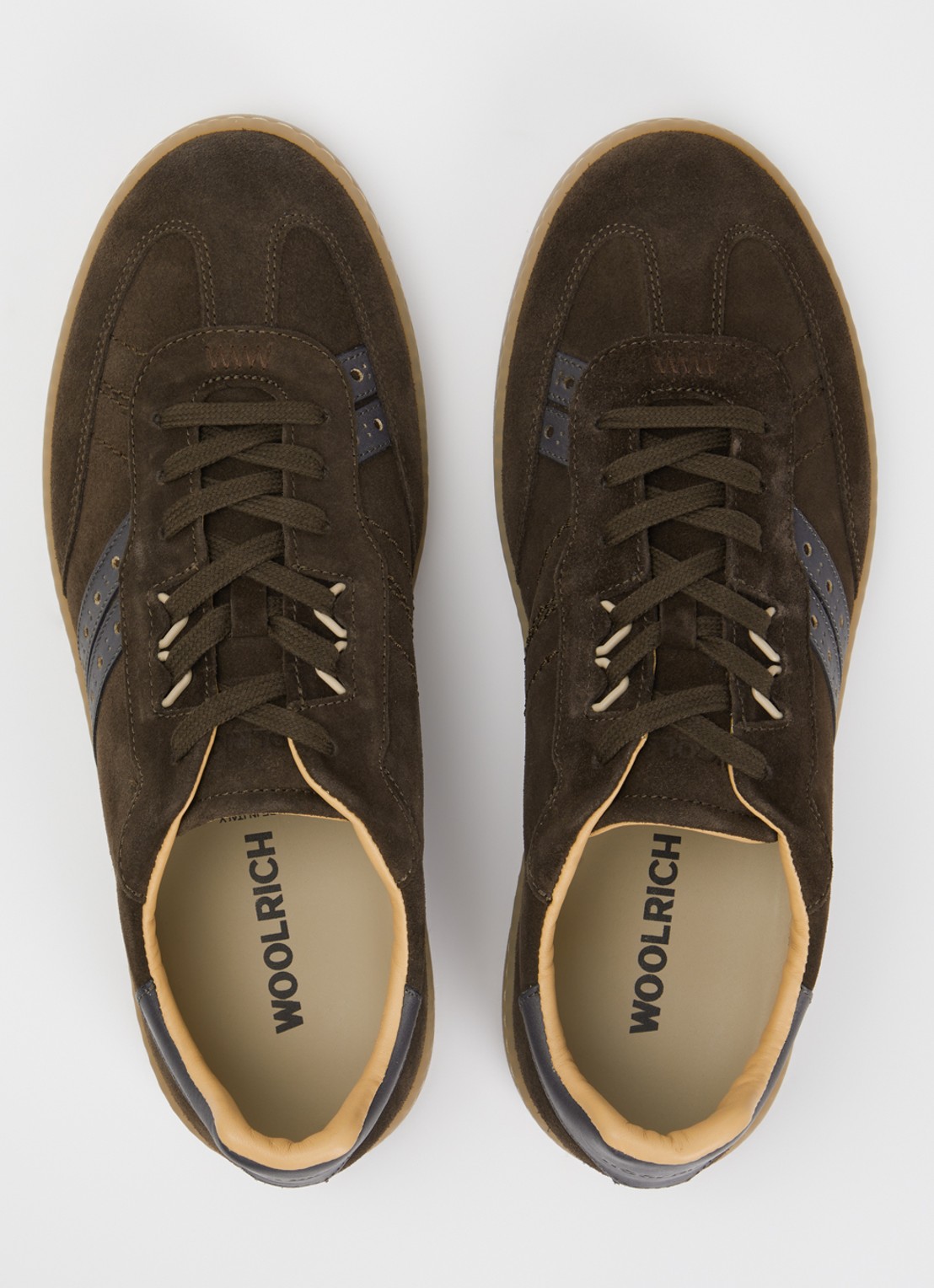 Woolrich Samba sneaker van suède met details van leer  - detail 2 donkerbeige
