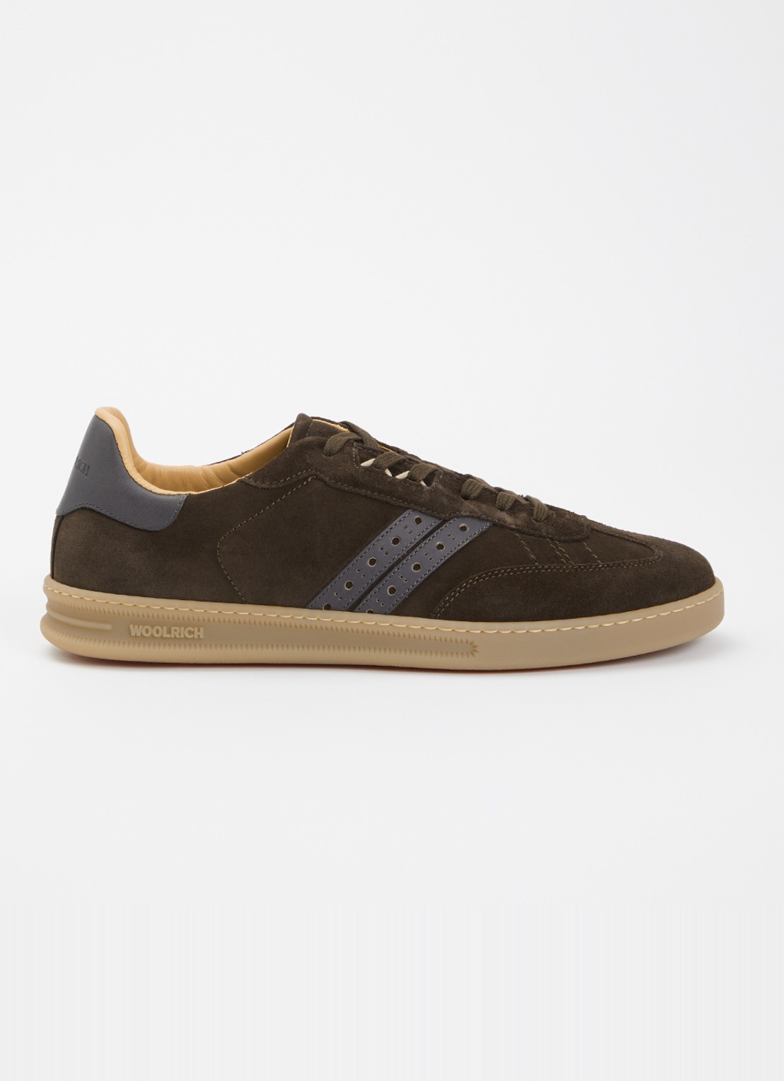 Woolrich Samba sneaker van suède met details van leer  - voorkant 5 donkerbeige