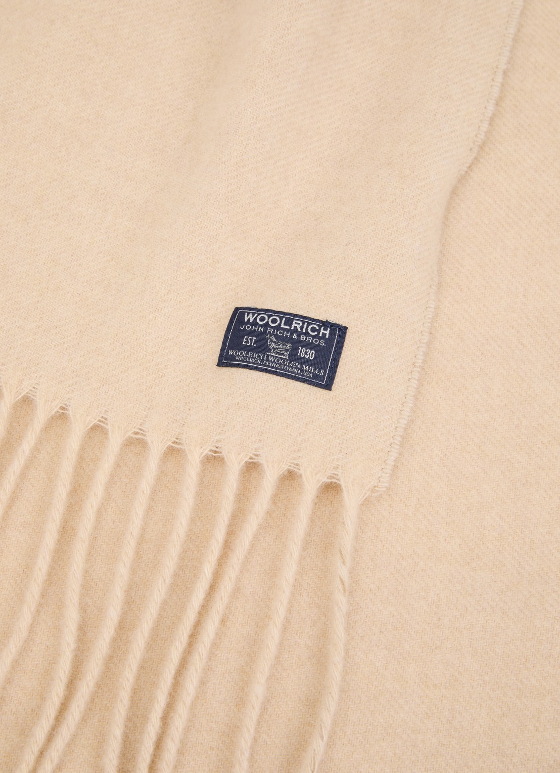 Woolrich Sjaal van wol met franjes 200 x 25 cm - detail 2 beige