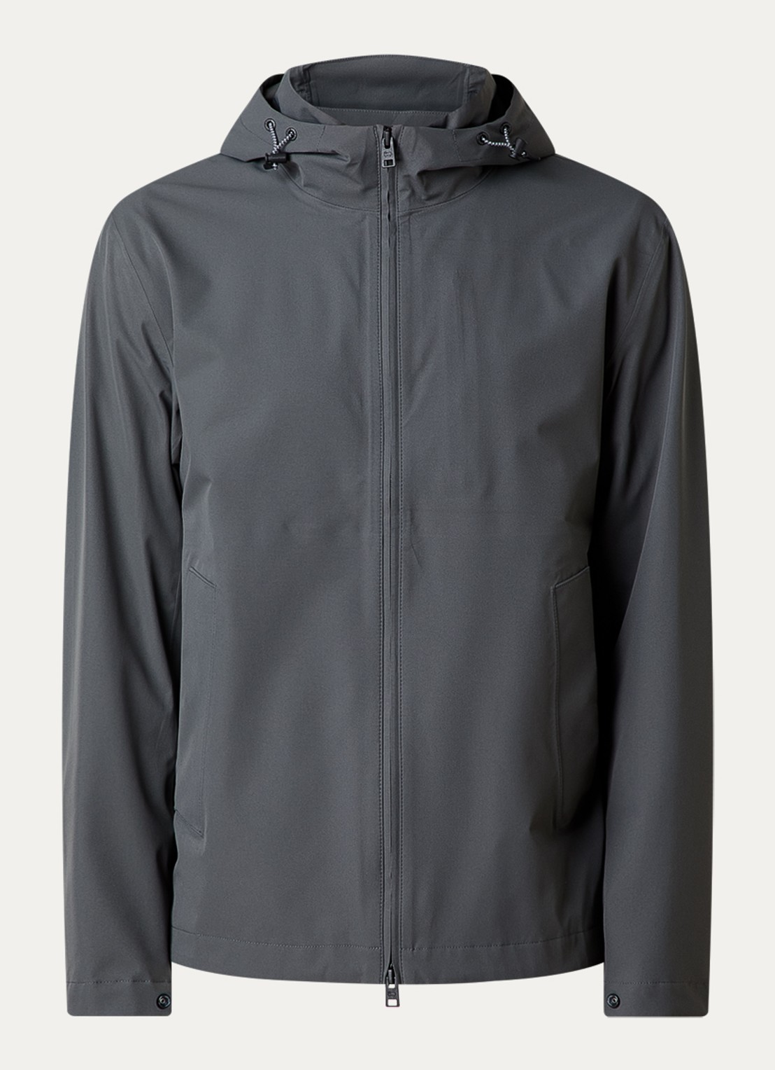 Woolrich Softshell jack met capuchon - voorkant 5 donkergrijs