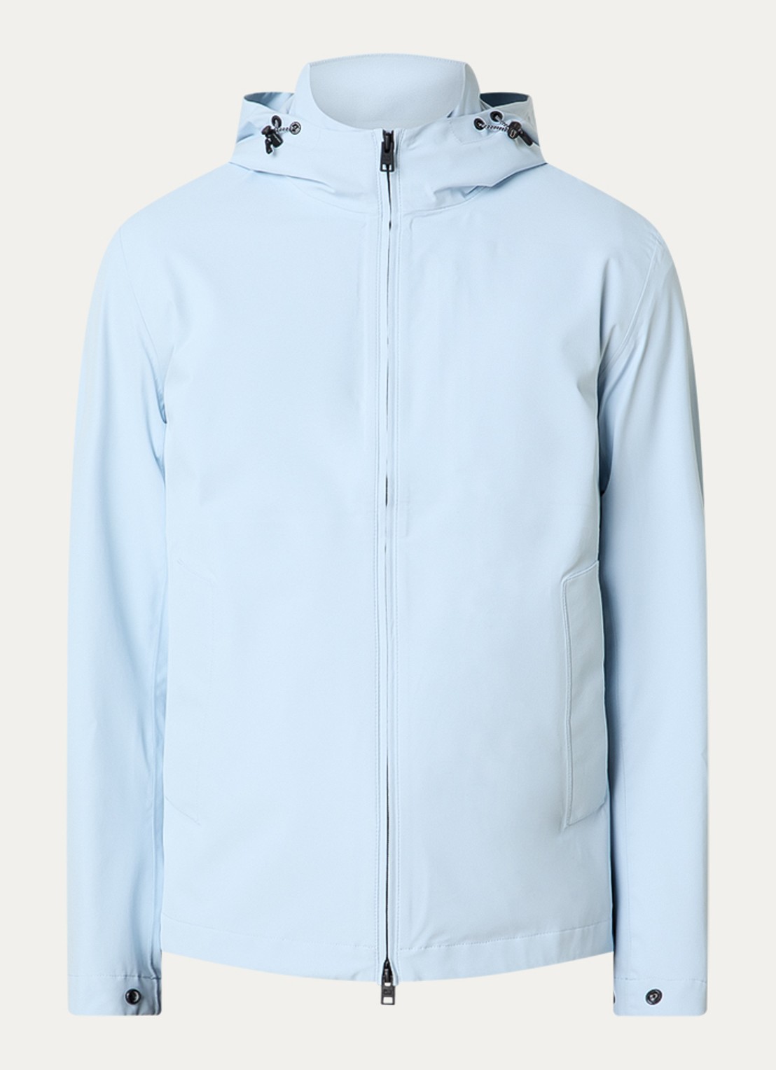 Woolrich Softshell jack met capuchon - voorkant lichtblauw