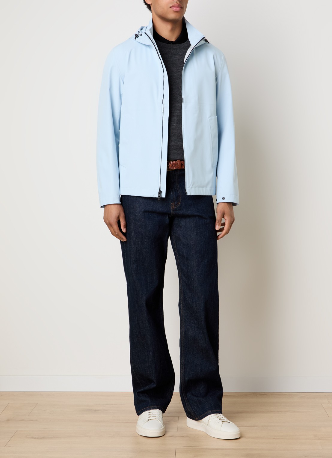 Woolrich Softshell jack met capuchon - voorkant 2 lichtblauw
