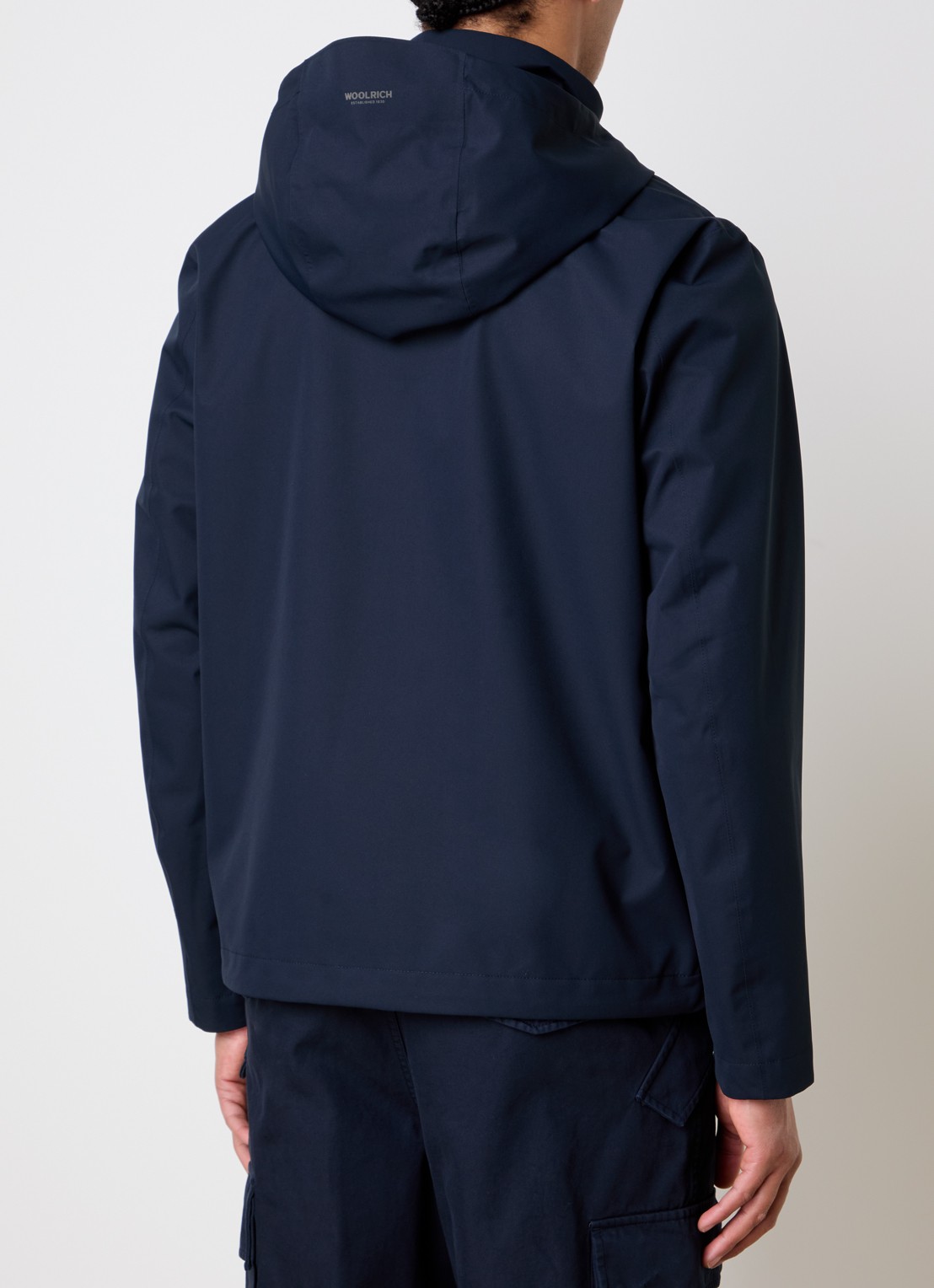 Woolrich Softshell jack met capuchon - achterkant donkerblauw