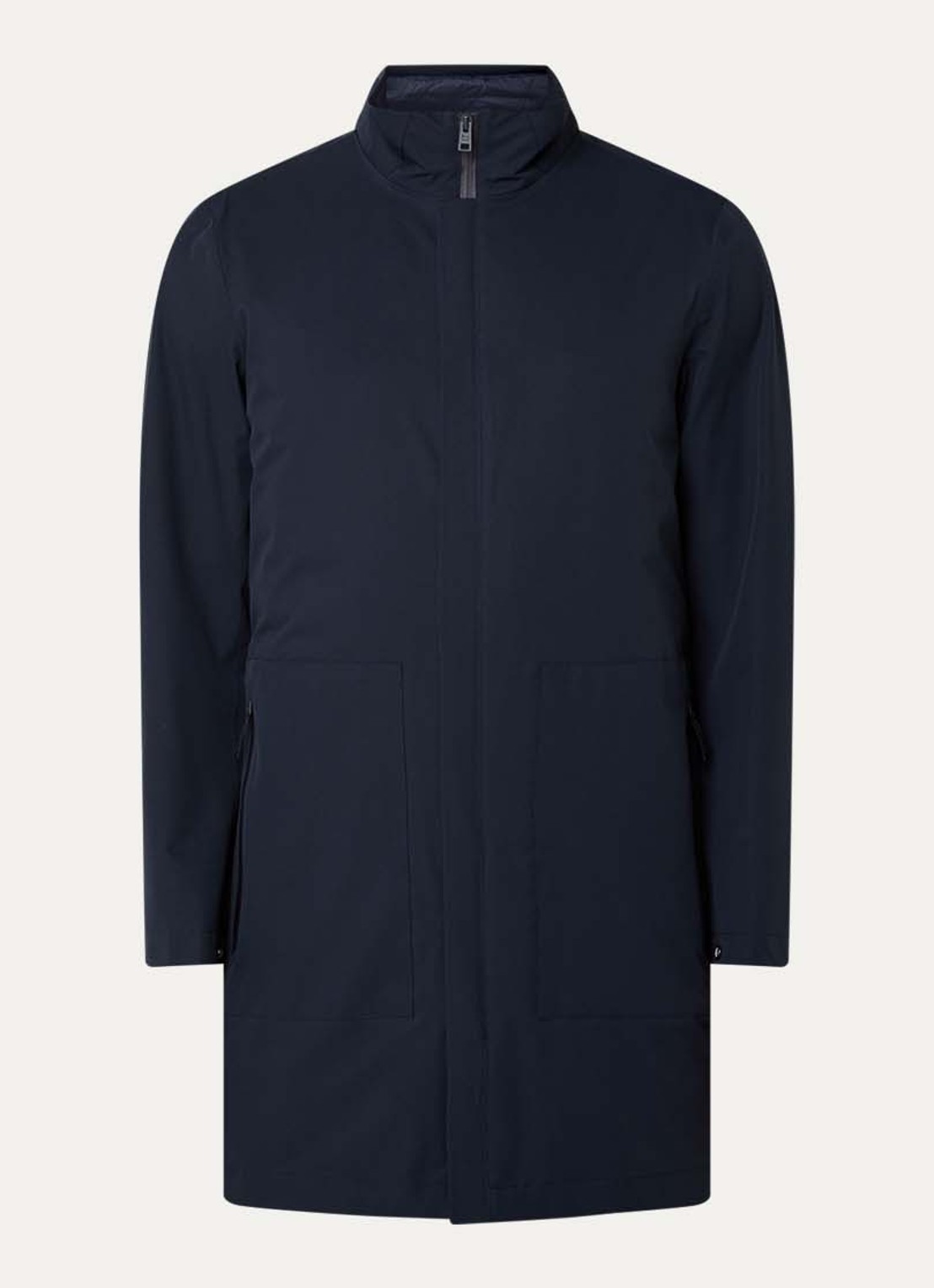 Woolrich Softshell parka met ritszakken - voorkant donkerblauw
