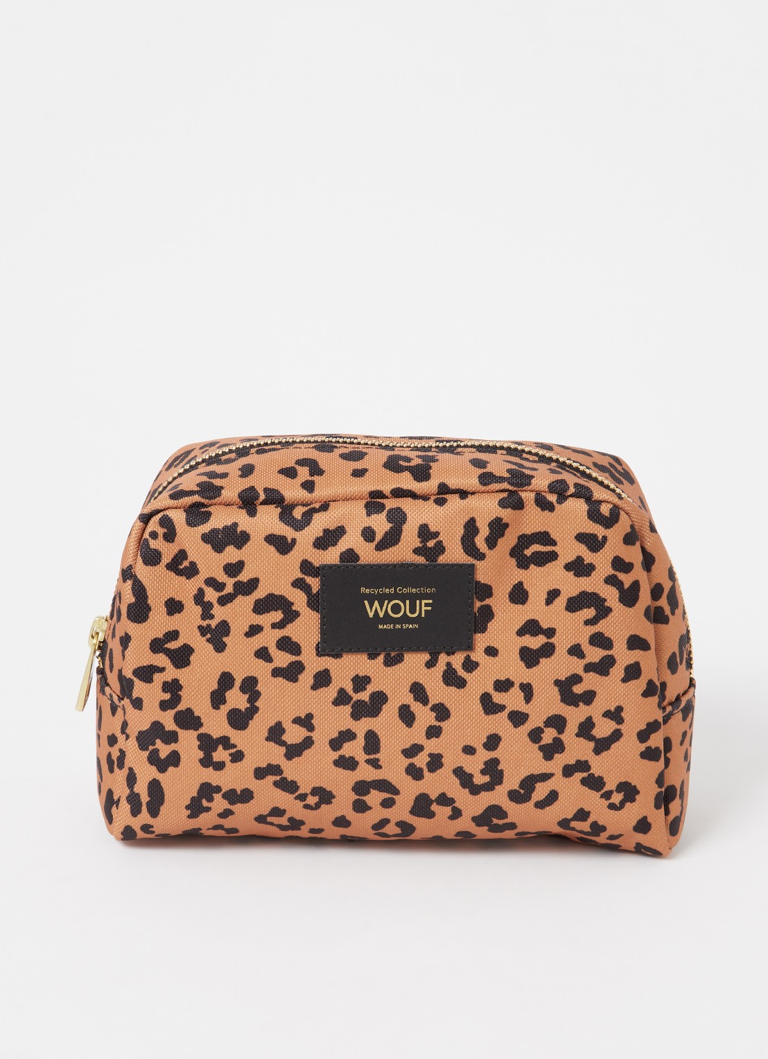 Wouf Agar toilettas met panterprint - voorkant bruin