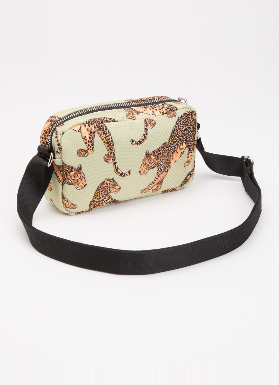 Wouf Avo Leopard Mini crossbodytas met print en verstelbare schouderriem - achterkant 5 lichtgroen