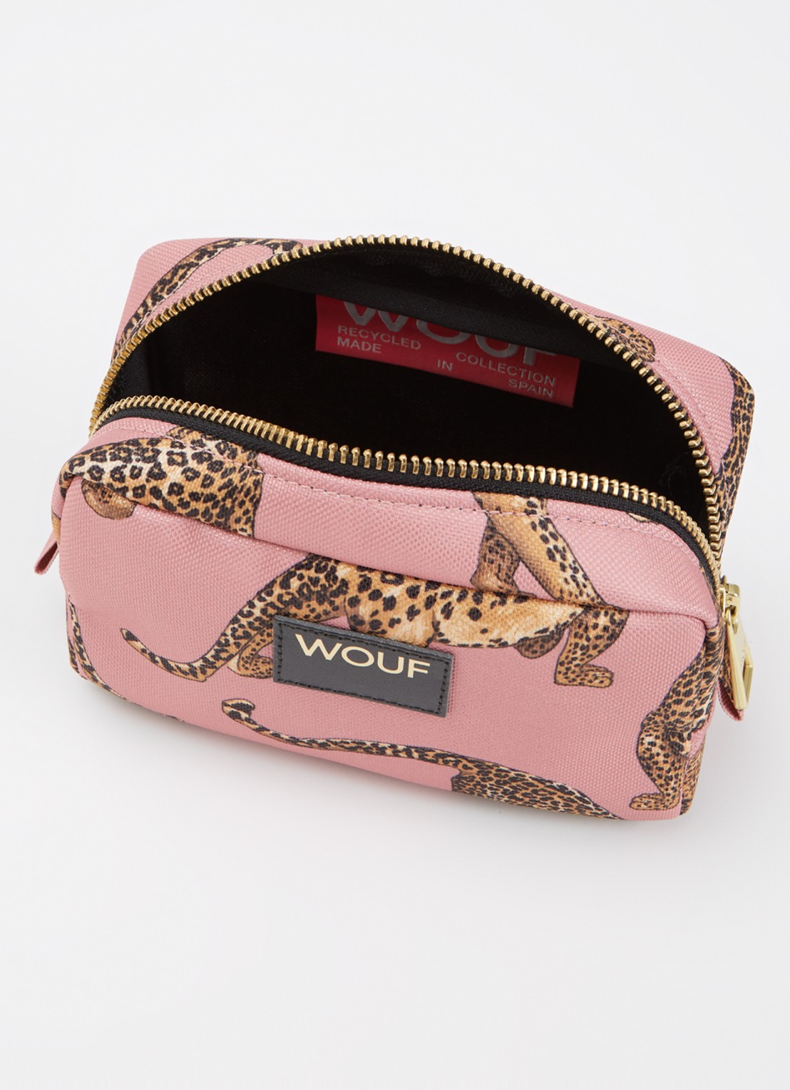 Wouf Blush make-up tas met print - detail 2 zalmroze