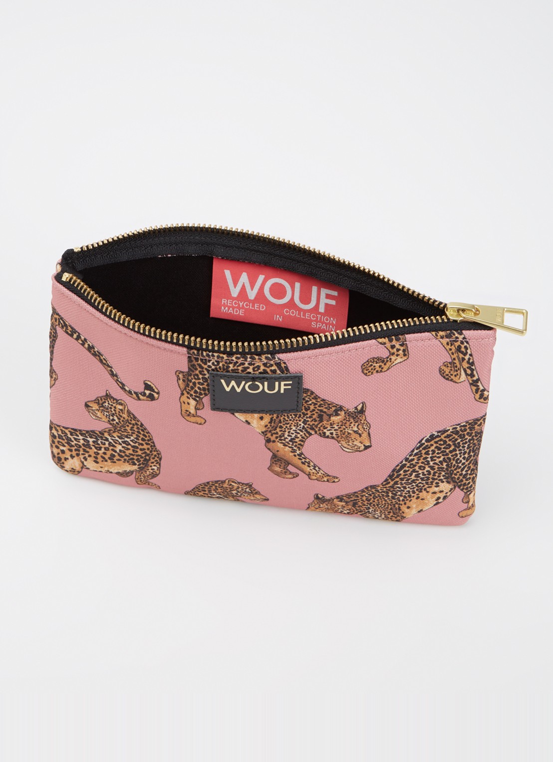 Wouf Blush toilettas met print - detail 2 zalmroze