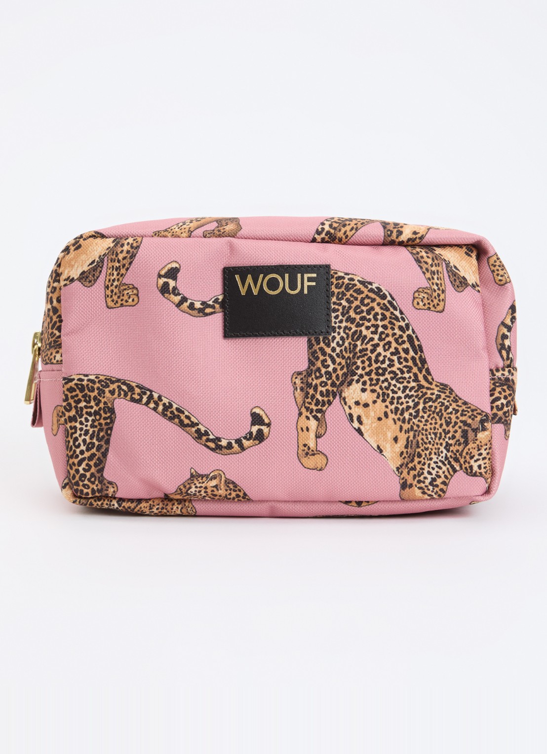 Wouf Blush toilettas met print - voorkant zalmroze