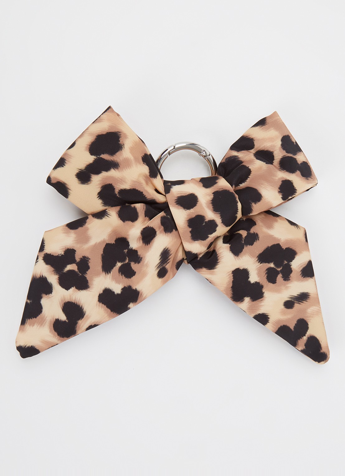 Wouf Feline Bow tasbedel met panterprint - voorkant camel