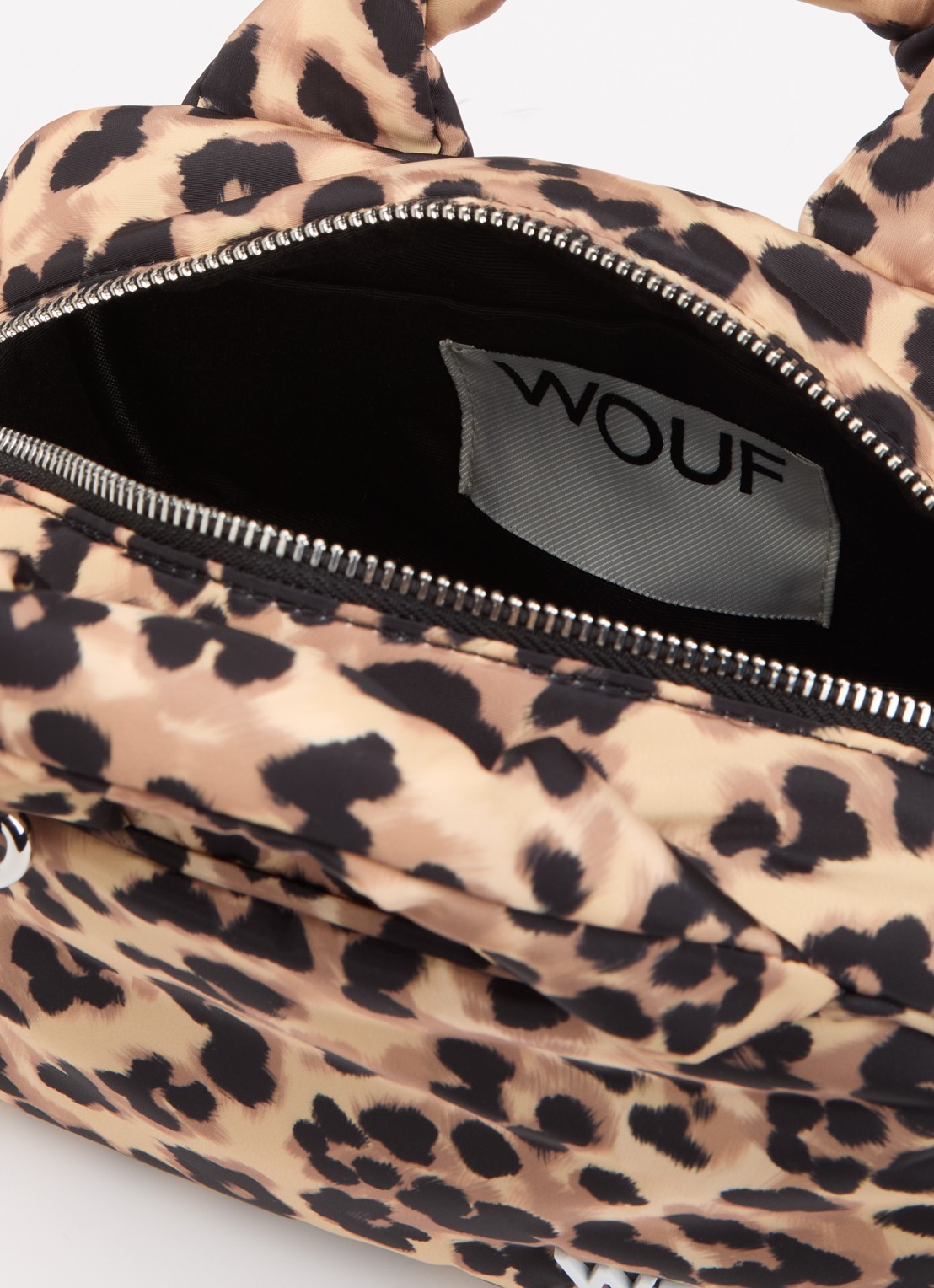 Wouf Feline Bowling handtas met panterprint - detail 2 bruin