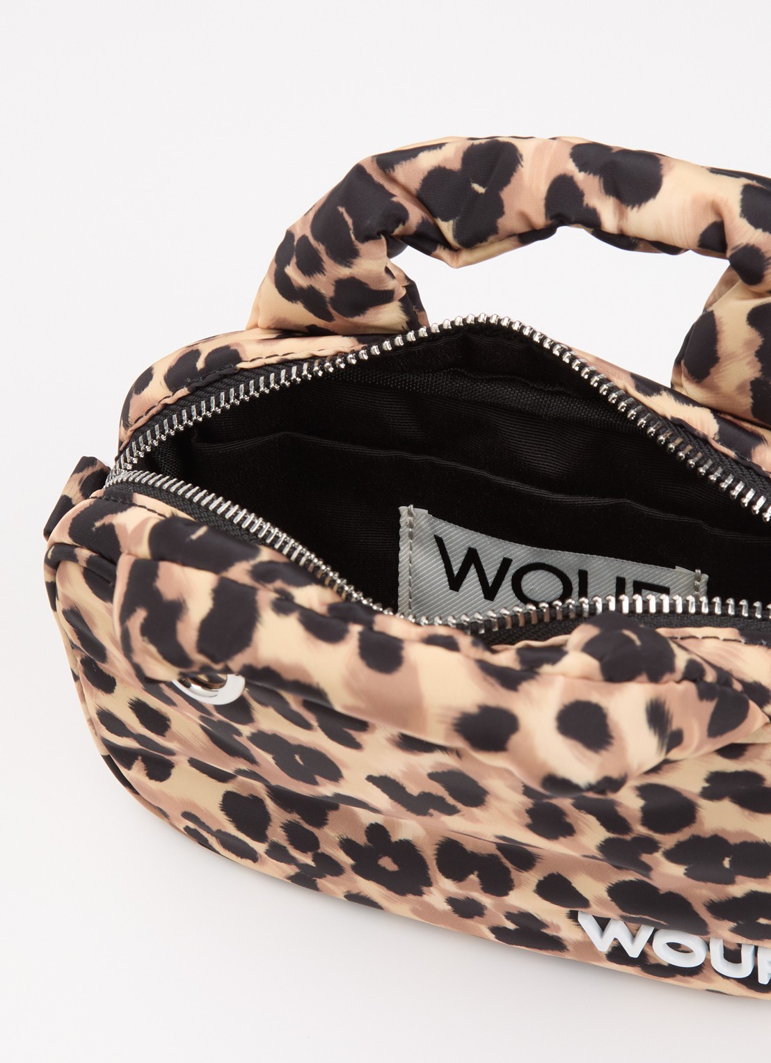 Wouf Feline Mini handtas met panterprint - detail 2 bruin