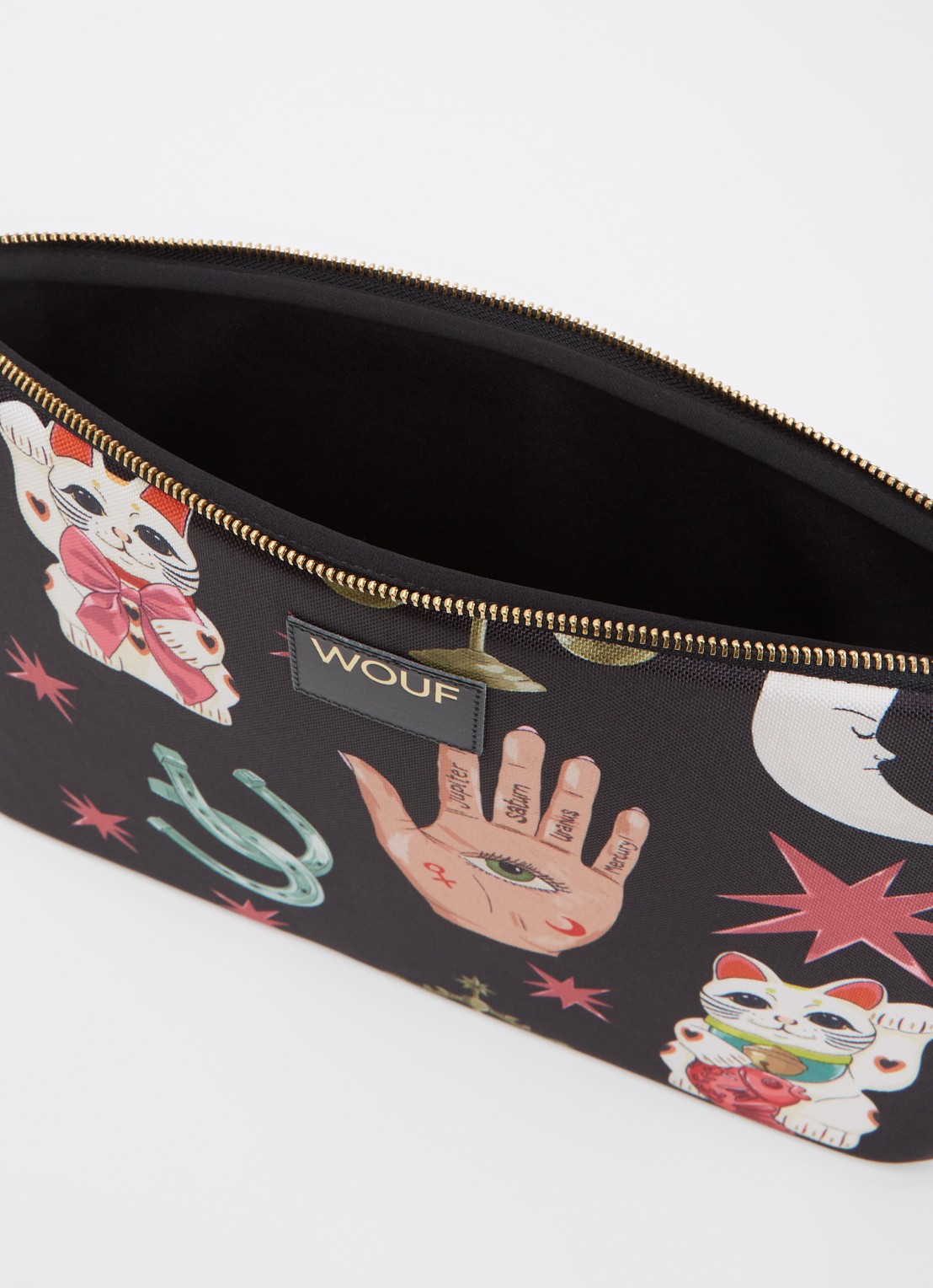 Wouf Fortuna laptophoes 13 en 14 inch met print - detail 2 zwart