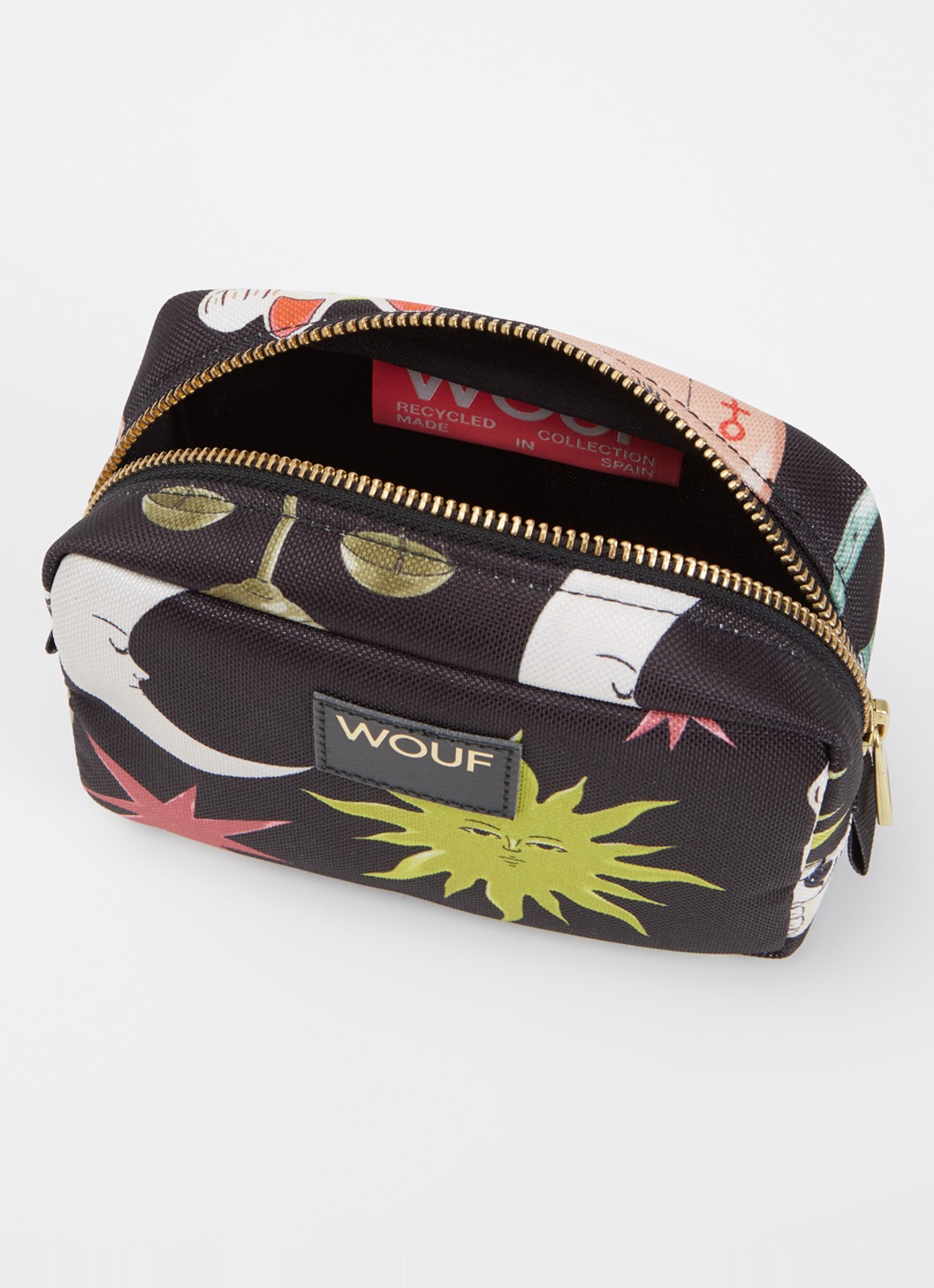 Wouf fortuna make-up tas met print - detail 2 zwart