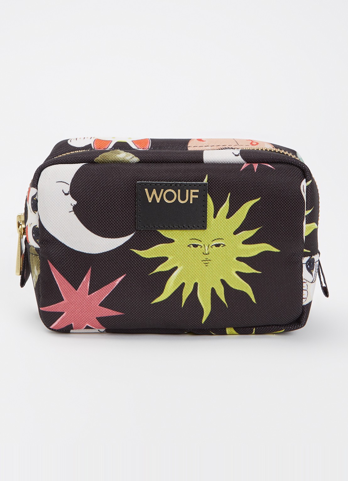 Wouf fortuna make-up tas met print - voorkant zwart