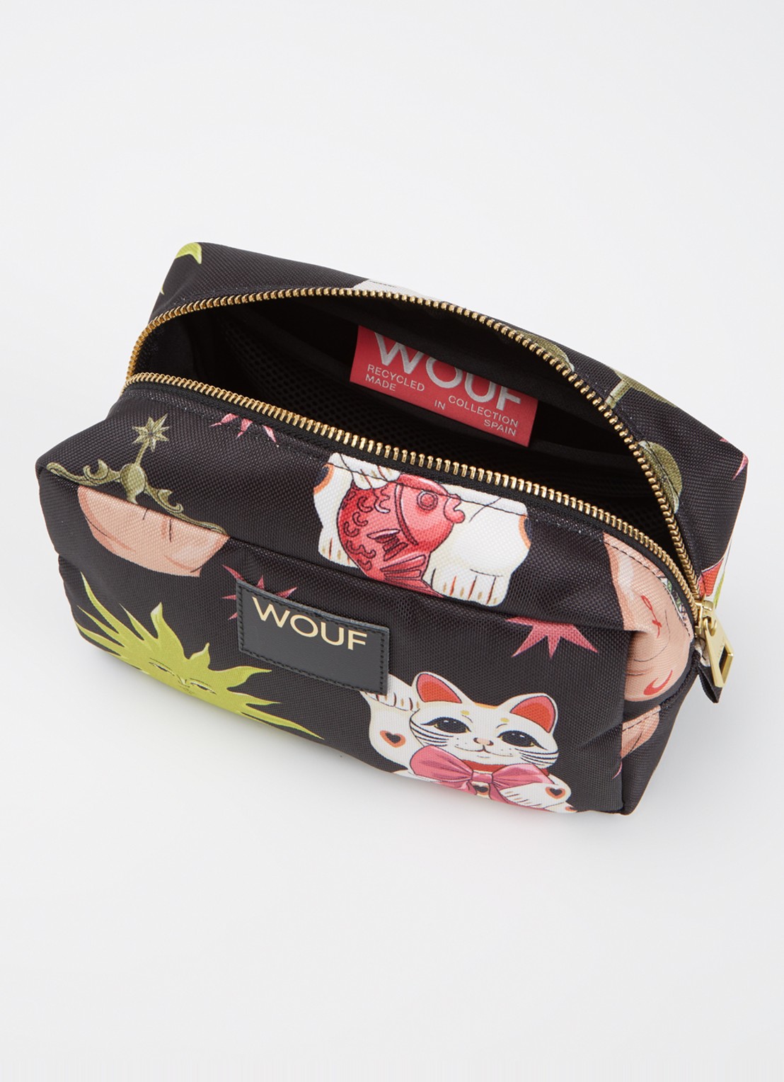 Wouf Fortuna toilettas met print - detail zwart
