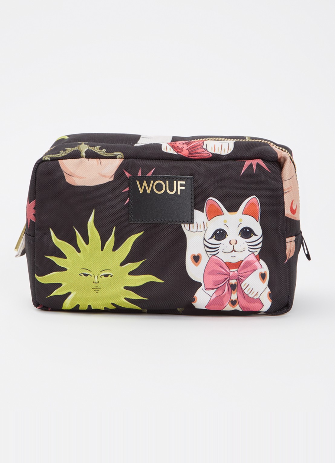 Wouf Fortuna toilettas met print - voorkant 2 zwart