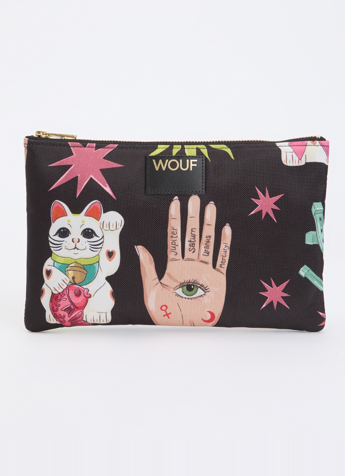 Wouf Fortuna toilettas met print - voorkant zwart