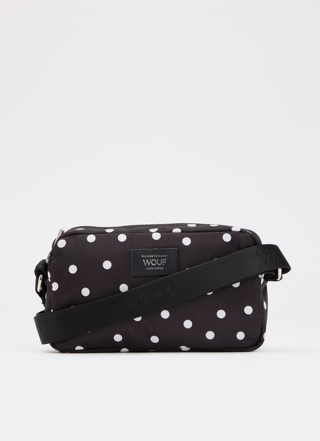 Wouf Grace Mini crossbodytas met stippenprint - voorkant 5 zwart