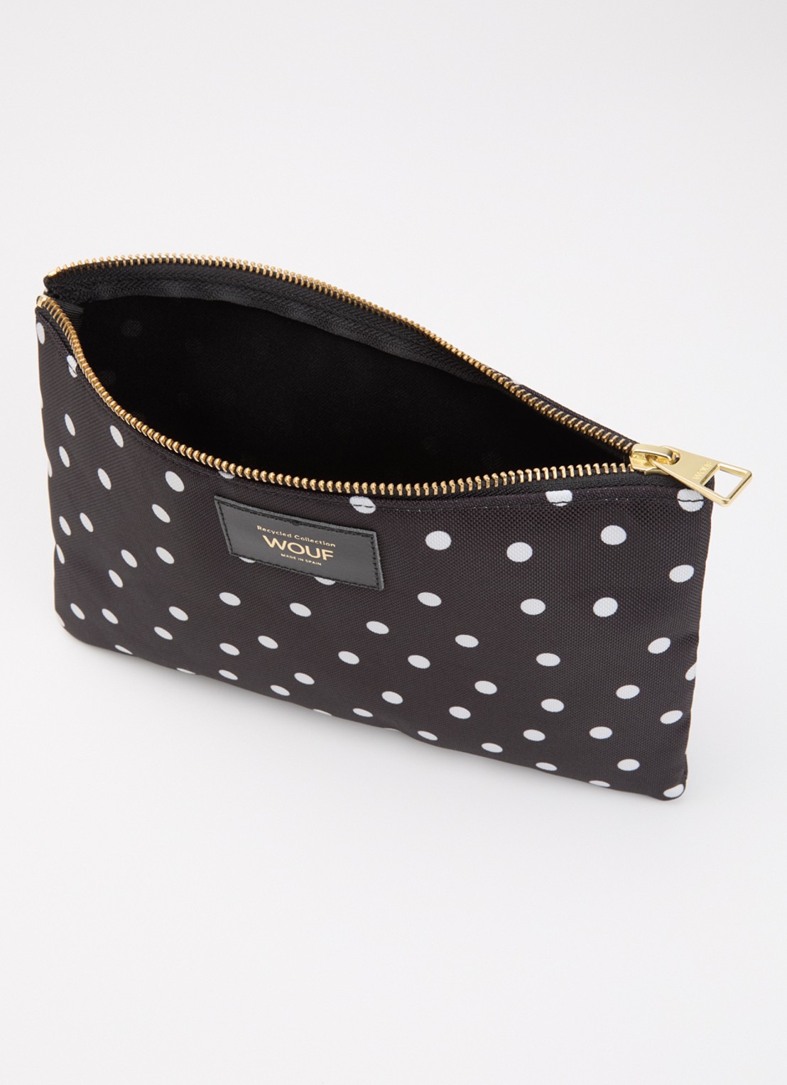 Wouf Grace XL toilettas met stippenprint - detail zwart