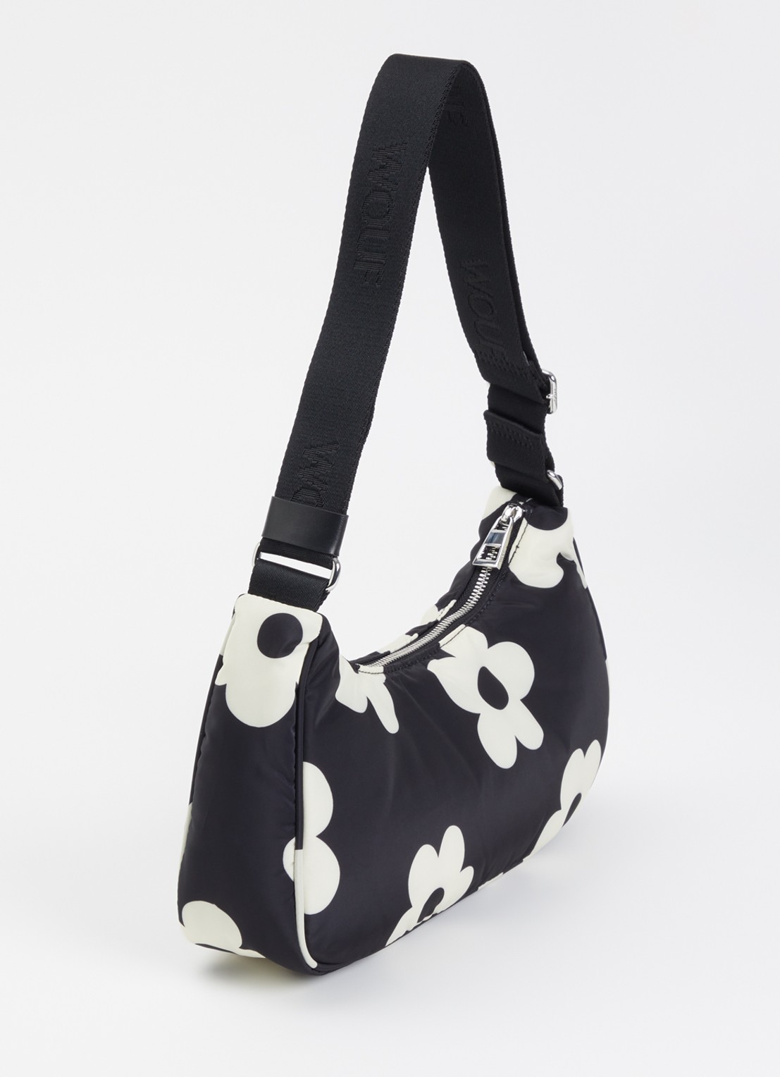 Wouf Night Daisy schoudertas met bloemenprint en verstelbare schouderriem - achterkant 4 zwart